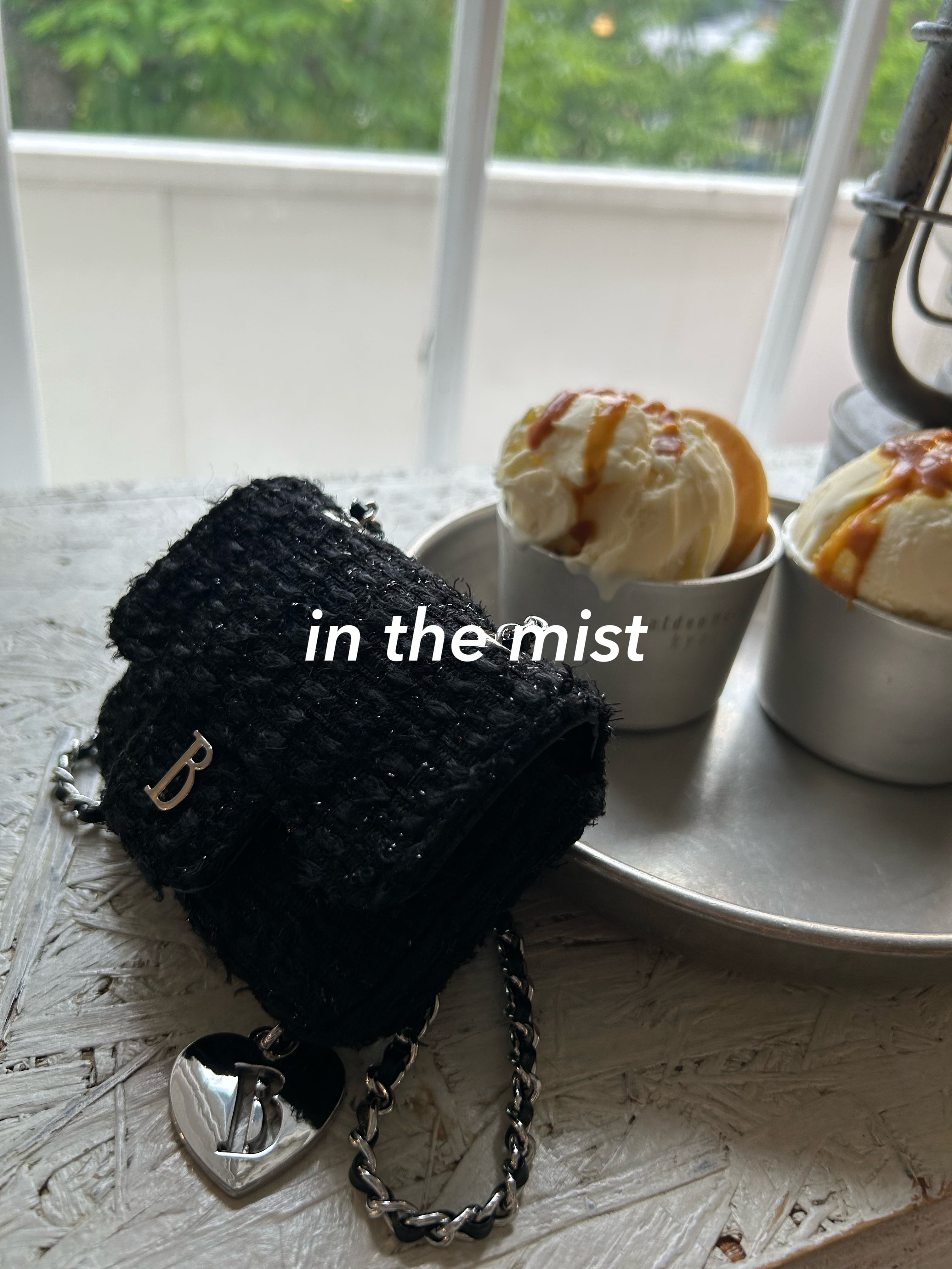 The Barnnet】Tweed Chain Belt Mini Bag | in the mist