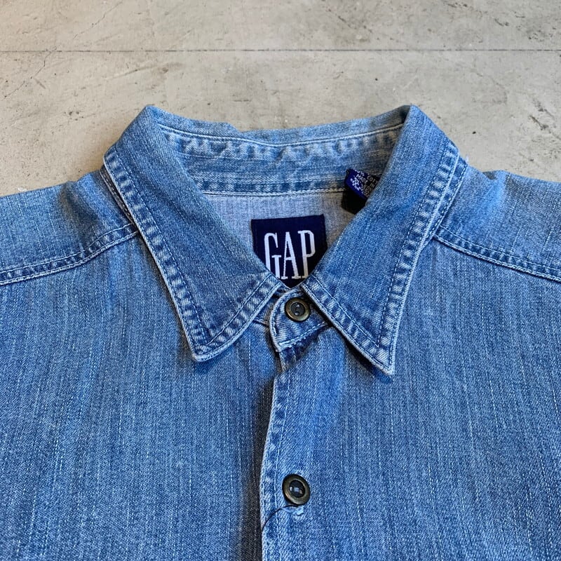 80's 90's OLD GAP デニムシャツ グッドレギュラー 紺タグ フレンチ