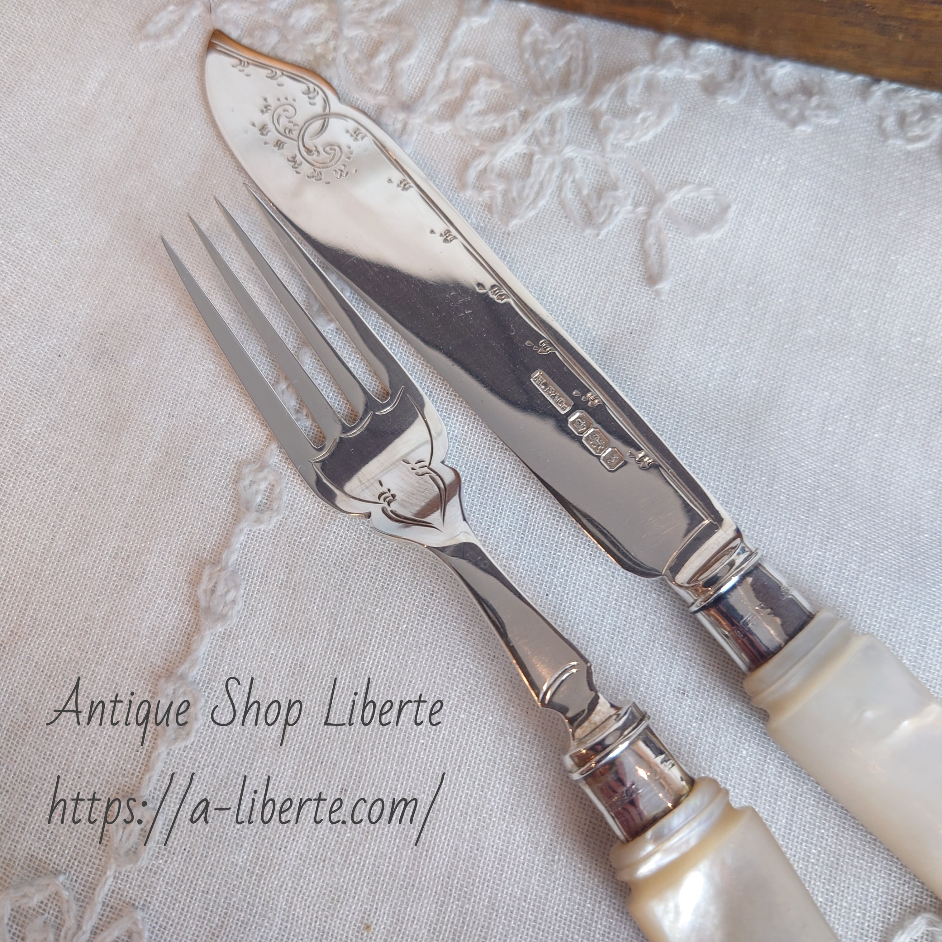 純銀 白蝶貝 カトラリーセット マザーオブパール | アンティーク