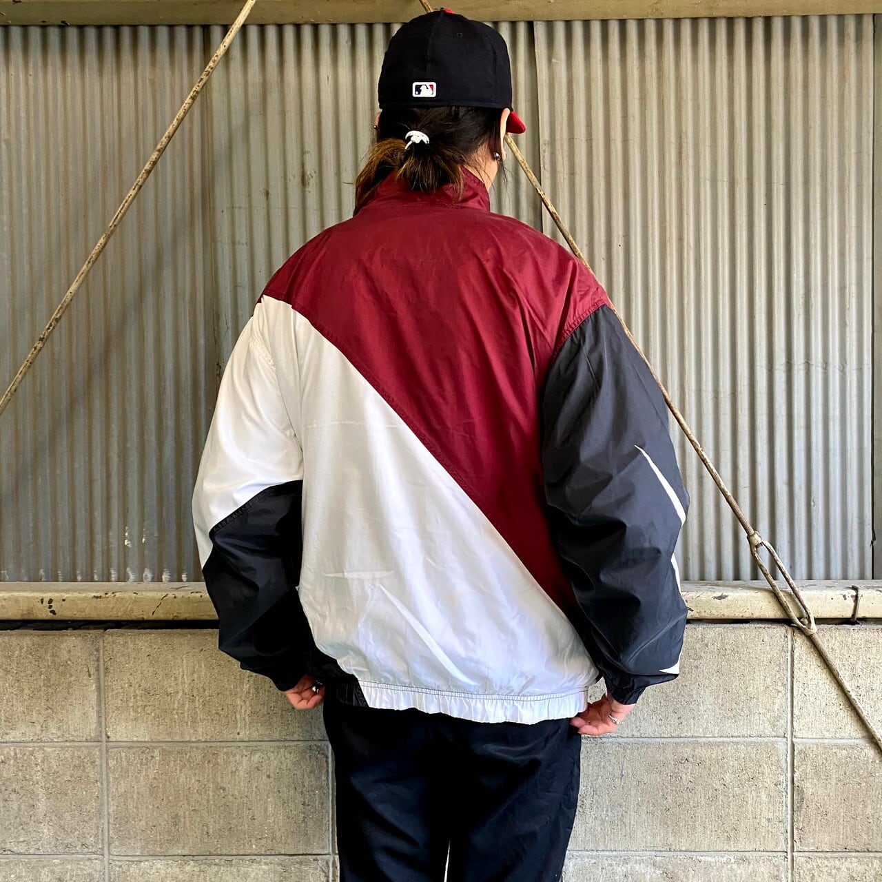 90年 NIKE ナイキ 袖スウォッシュロゴ ナイロンジャケット メンズL