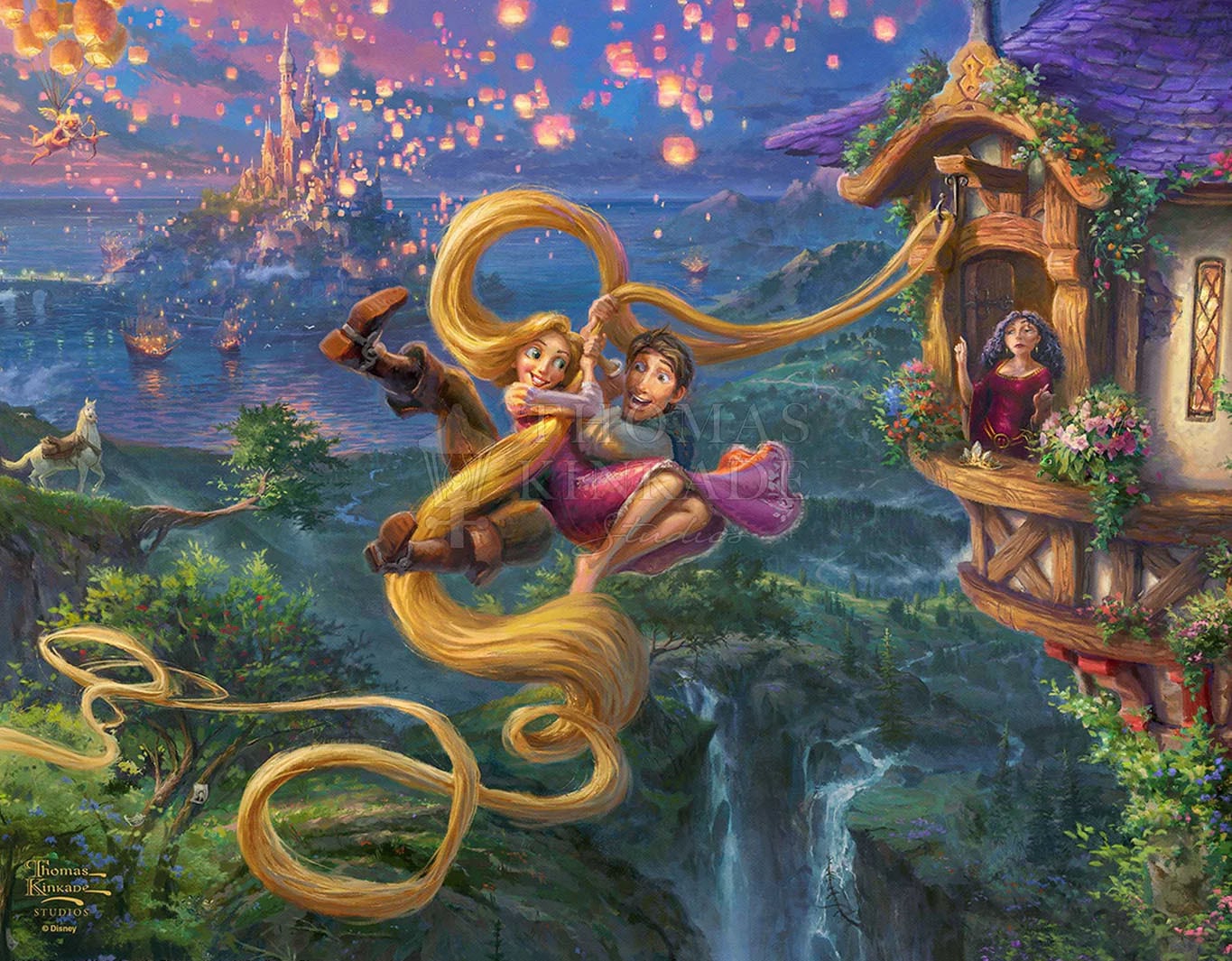 ディズニー絵画「塔の上のラプンツェル/アップ イン ラブ」額縁2種選択