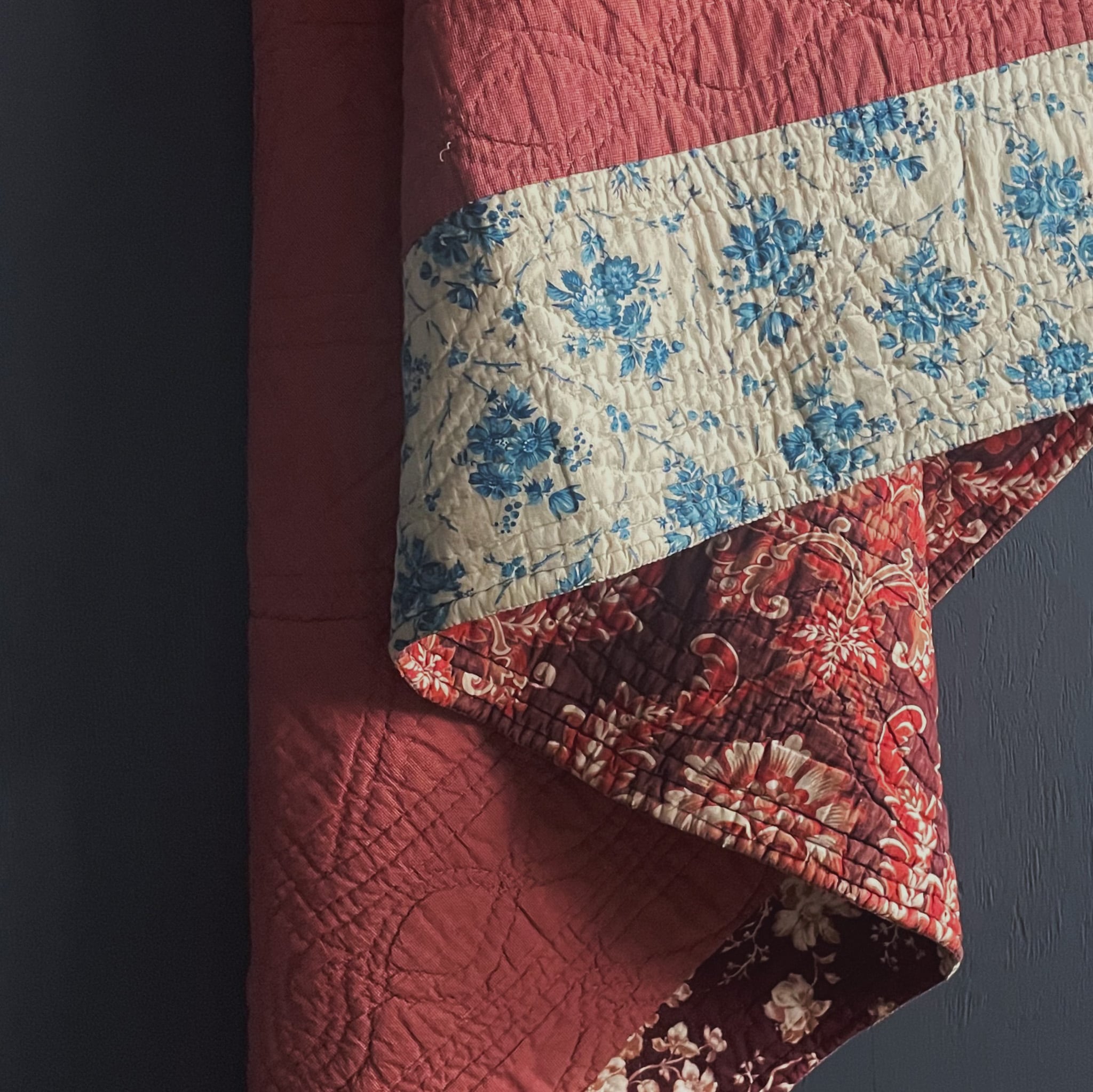 ☆可愛いアンティークキルト☆ アンティークキルト パステルフラワーが