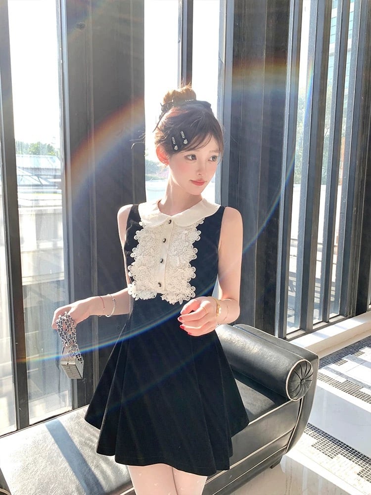 Myurina ノースリーブフリルワンピース ミニワンピース Aライン