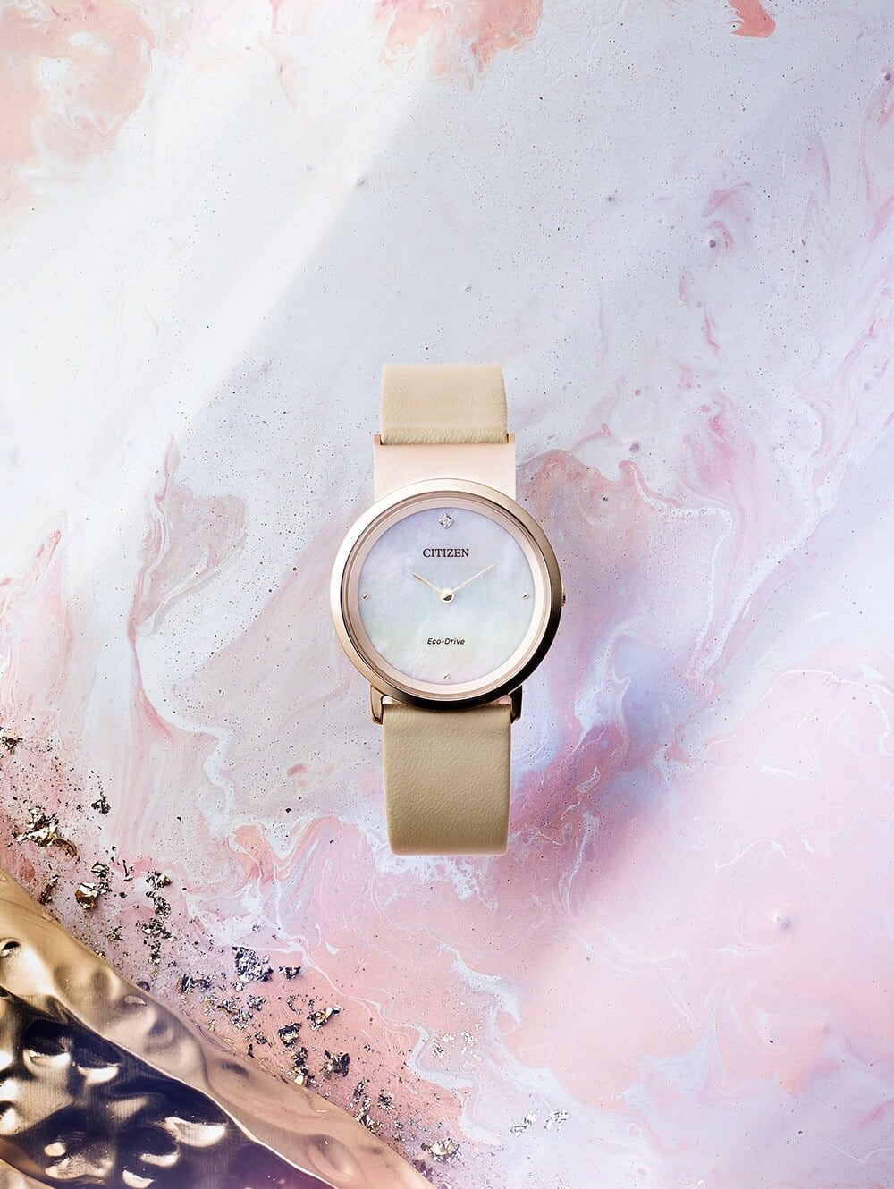 数量限定】CITIZEN L シチズン エル エコドライブ 白蝶貝文字板 革