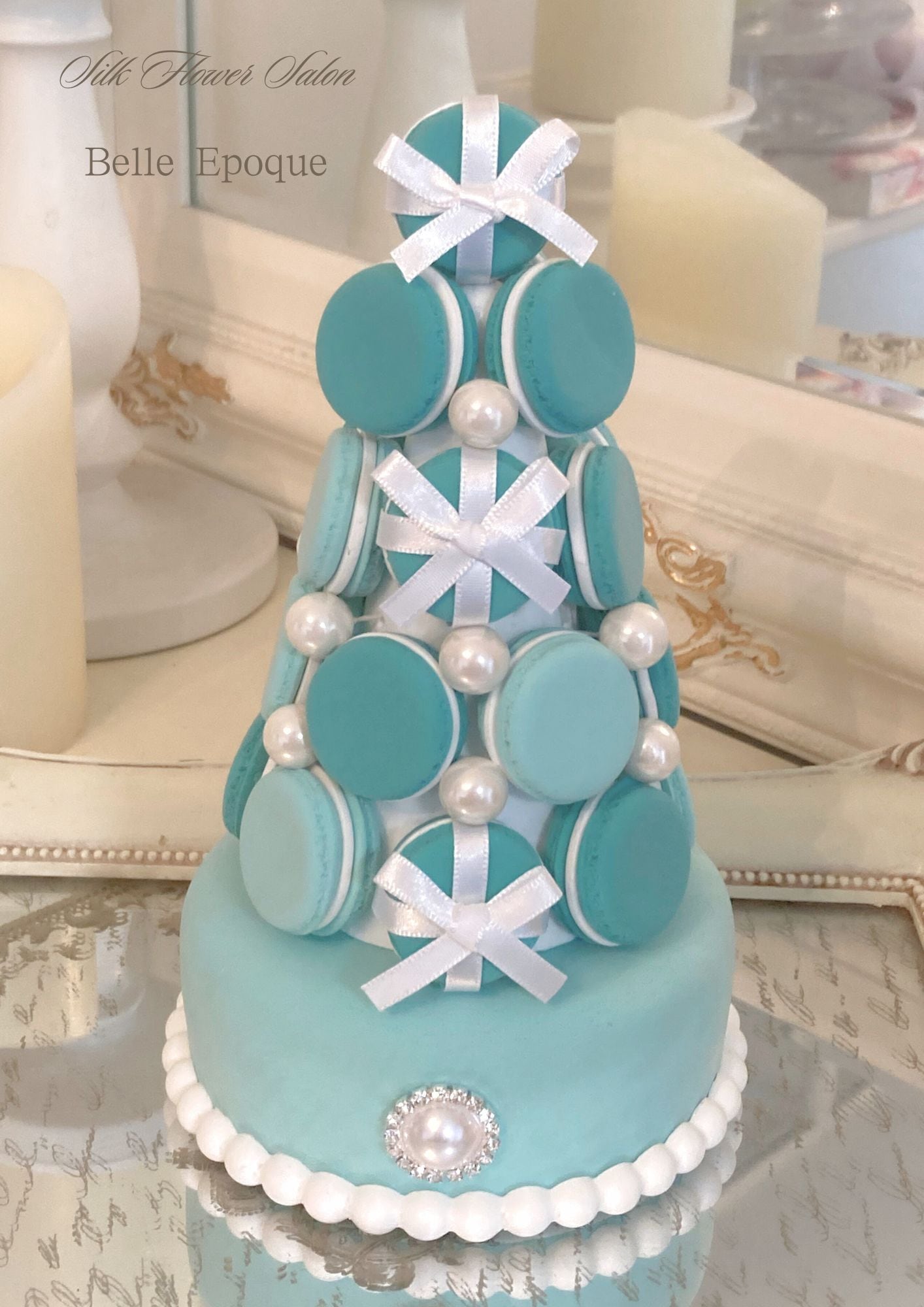 マカロンタワー】ティファニーブルーのマカロンタワー | シルク