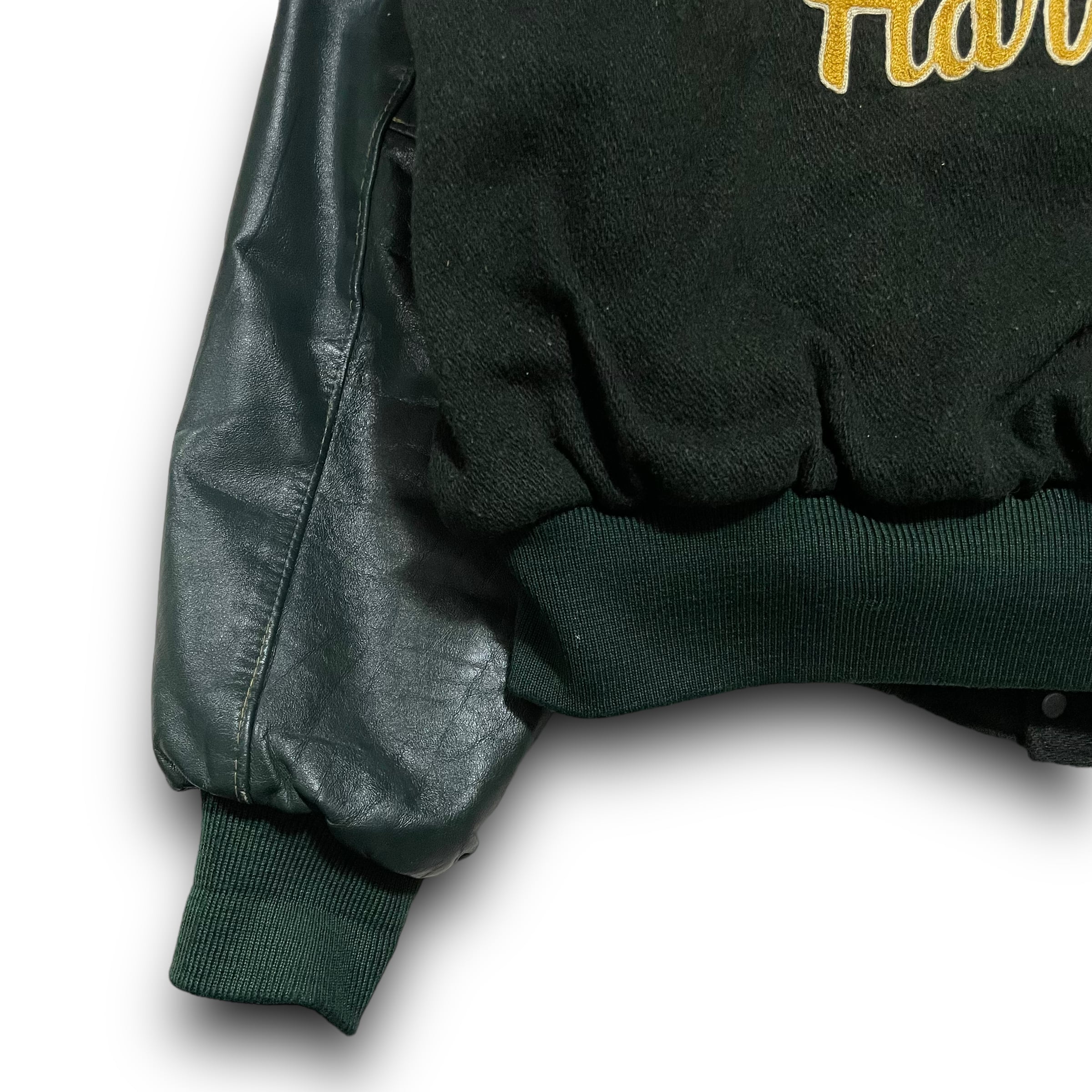 L】【90年代】USA製 HOLLOWAY ホロウェイ スタジャン 袖レザー | 古着