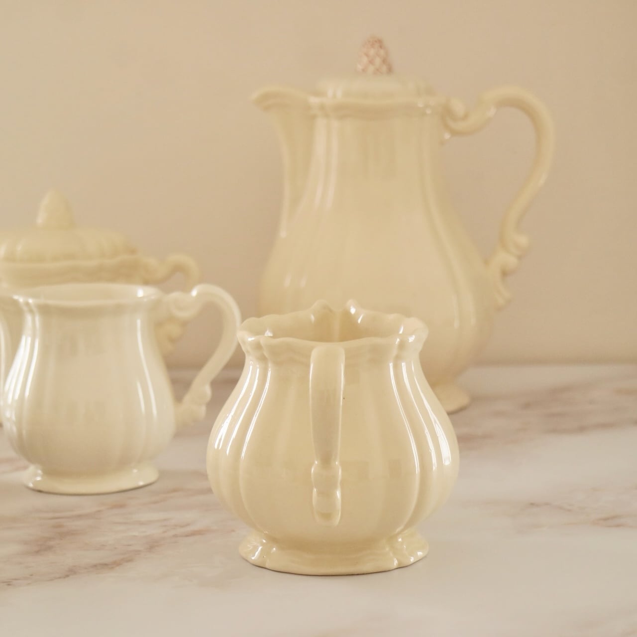 Sarreguemines ivoire Pot à lait 花リム ミルクポット フランス