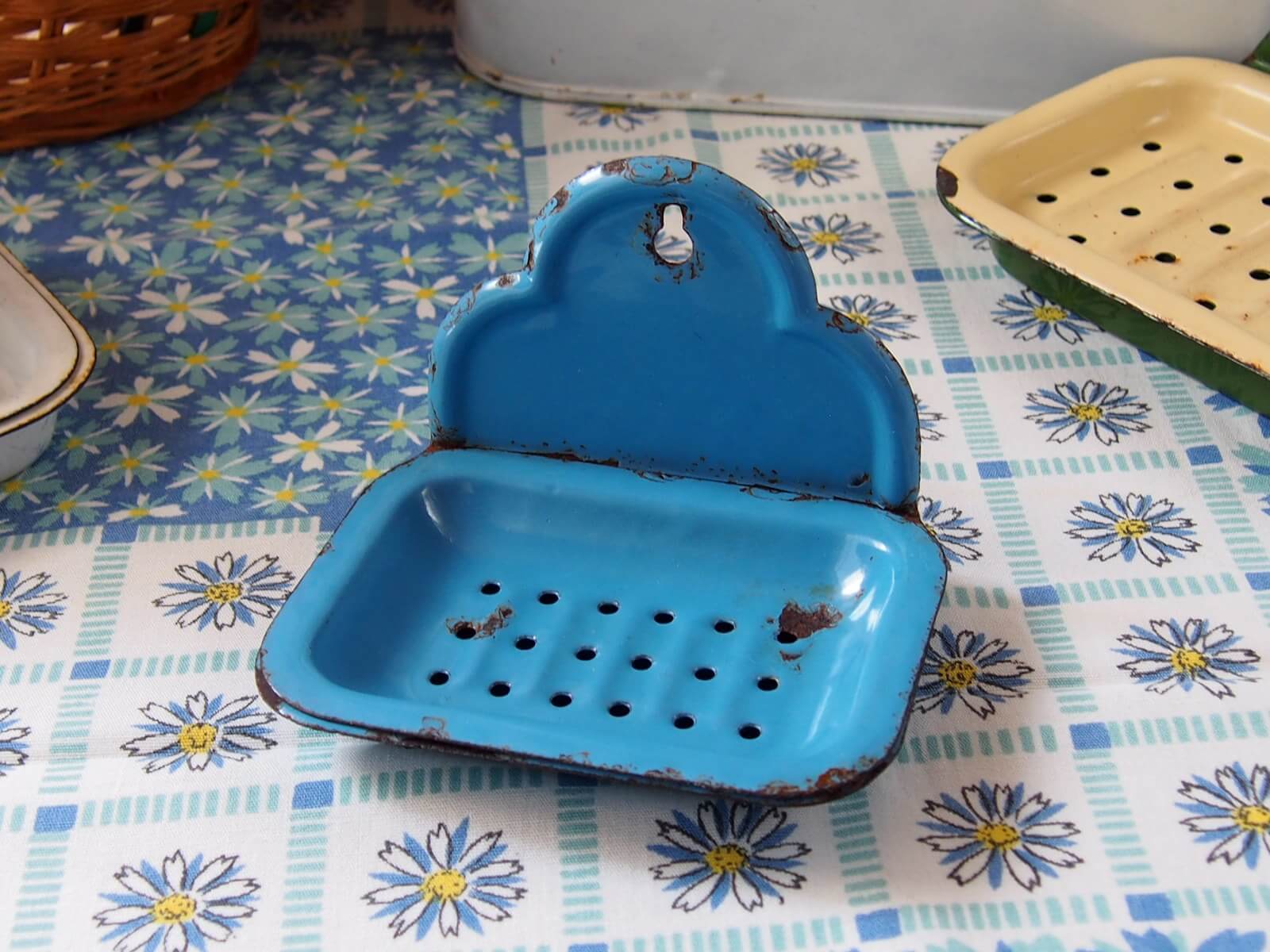 フランスアンティーク ホーローソープディッシュ ソープホルダー