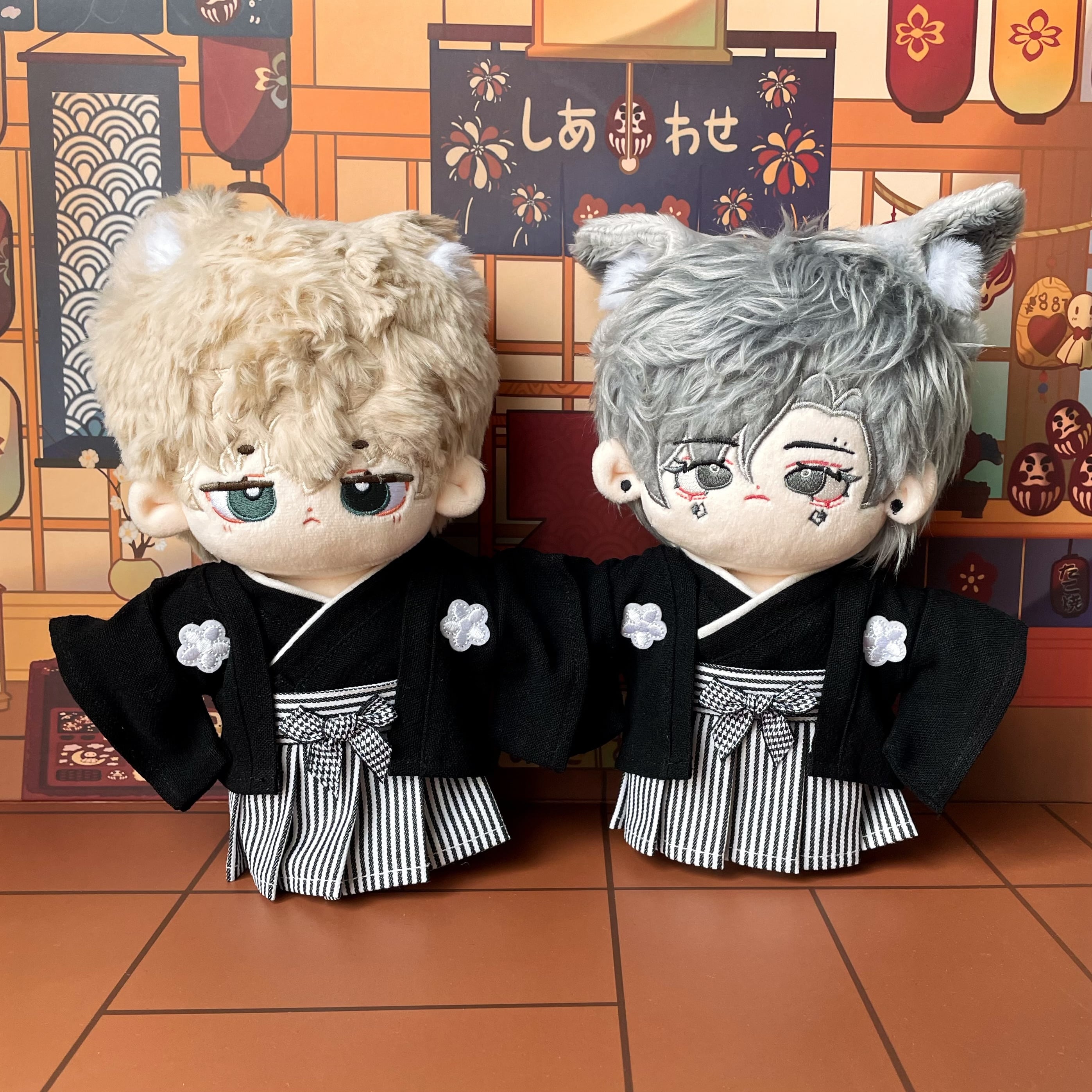 15cm20cmぬいぐるみ用 着せ替え服 ぬい服 コスチューム 黒紋付袴 3点