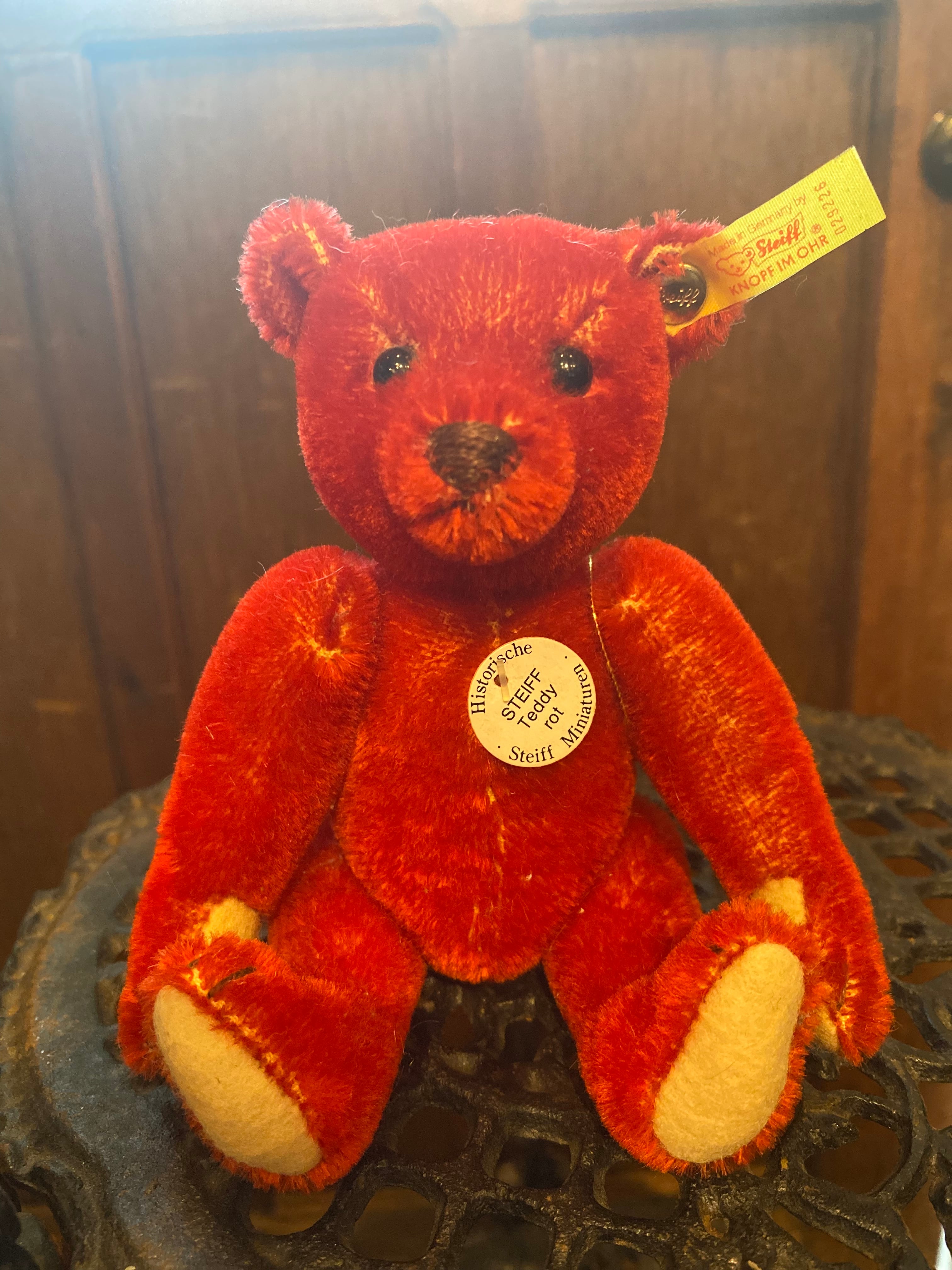デッドストック シュタイフの赤い小さなテディベア（k24） | Antique L
