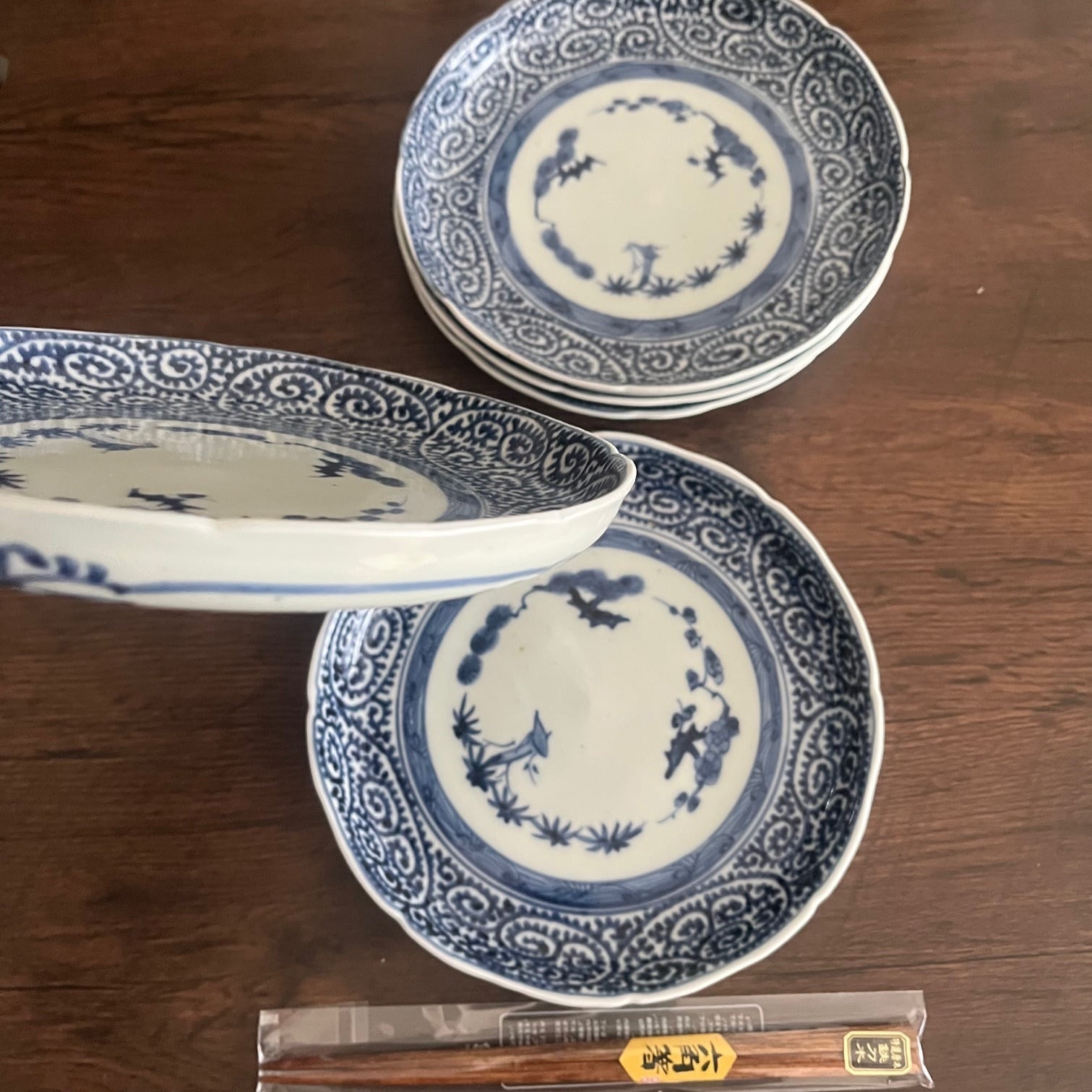 古伊万里染付蛸唐草紋様7寸皿5枚組 | 古美術 希 のぞみ 美術