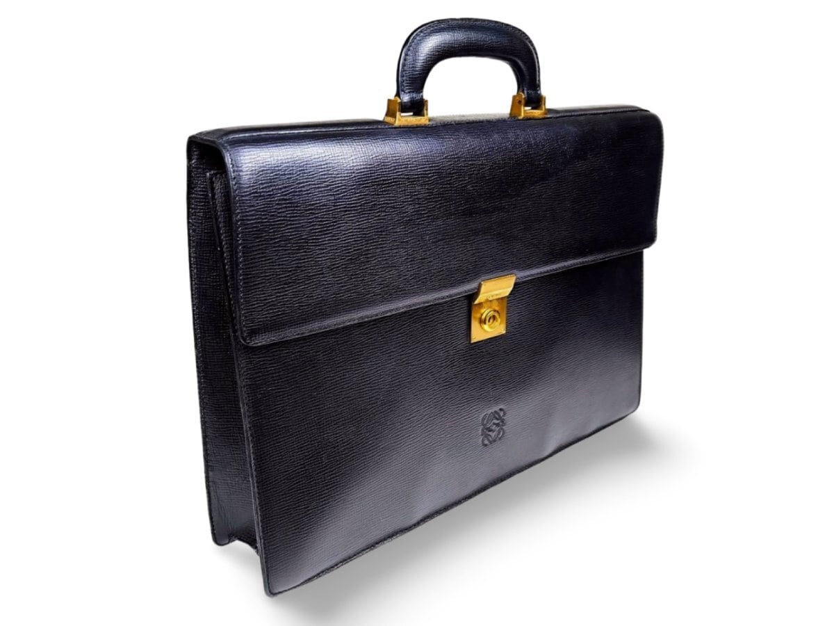 ☆極上品☆ ロエベ LOEWE レザーブリーフケース シボ革 裏地総柄