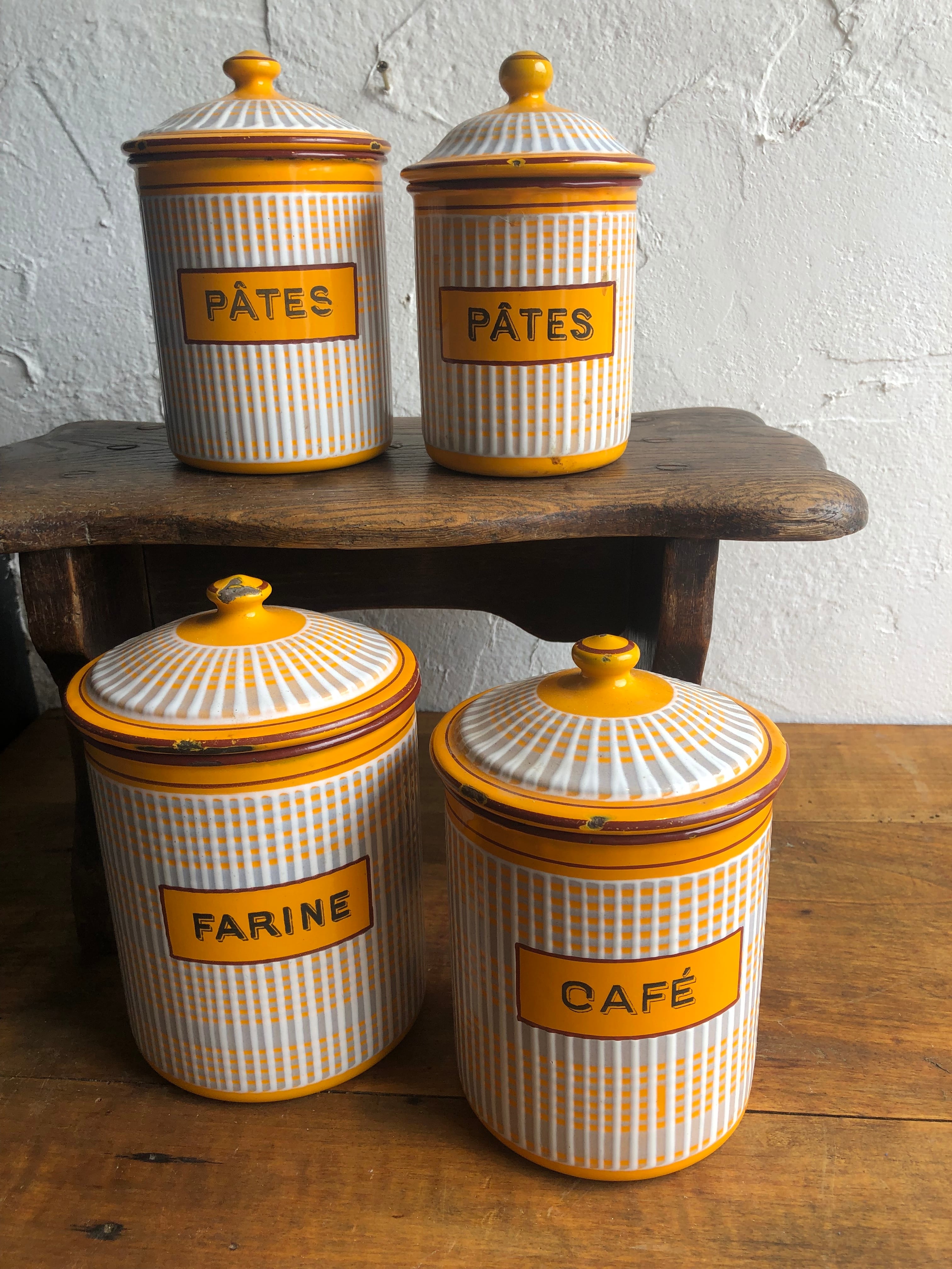フランス B.B社 キャニスターセット ホーロー イエロー | Brocante de