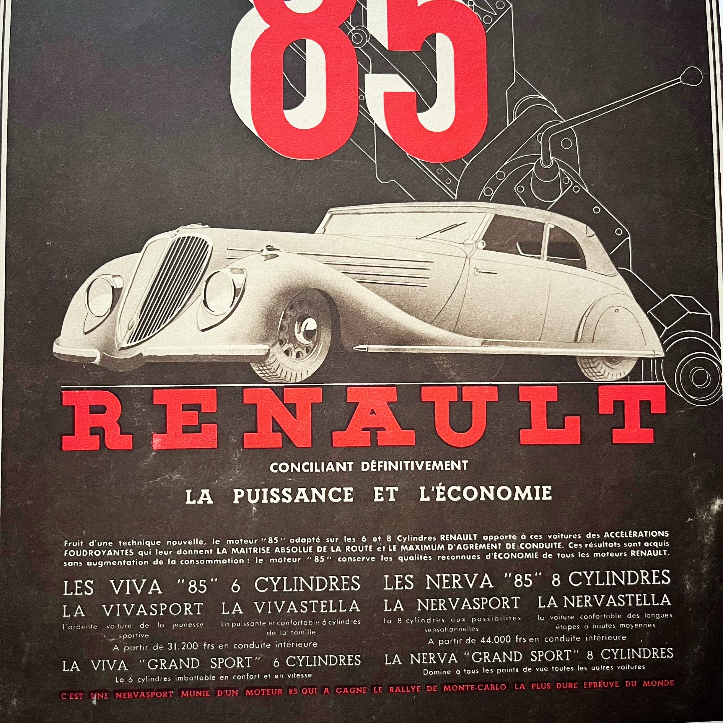 1935 広告＞RENAULT ルノー ポスター ヴィンテージ ビンテージ アート