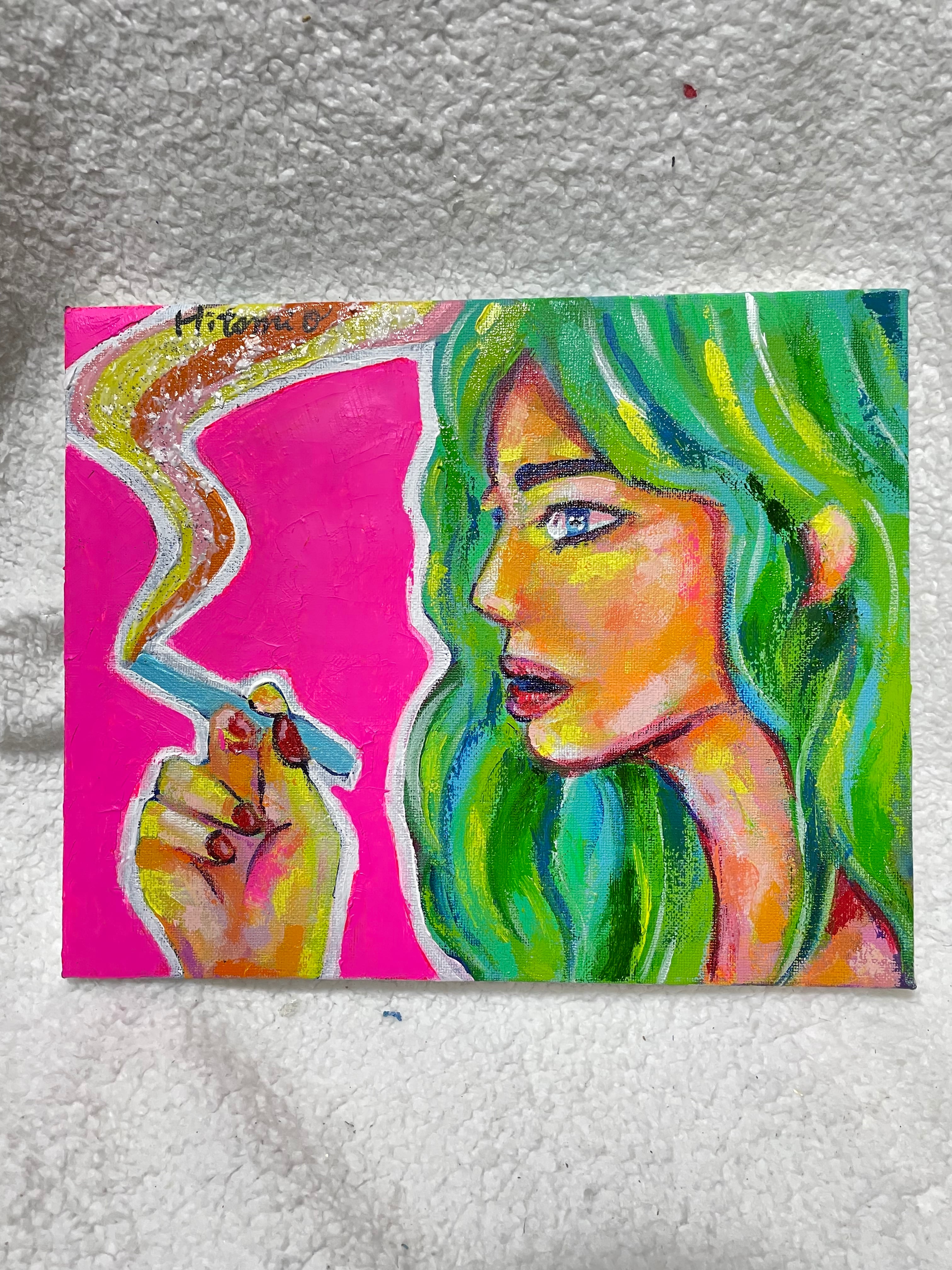 若尾和呂 「献身」 油彩 F3号 タリズマニックアート 幸運を招く絵 膜面