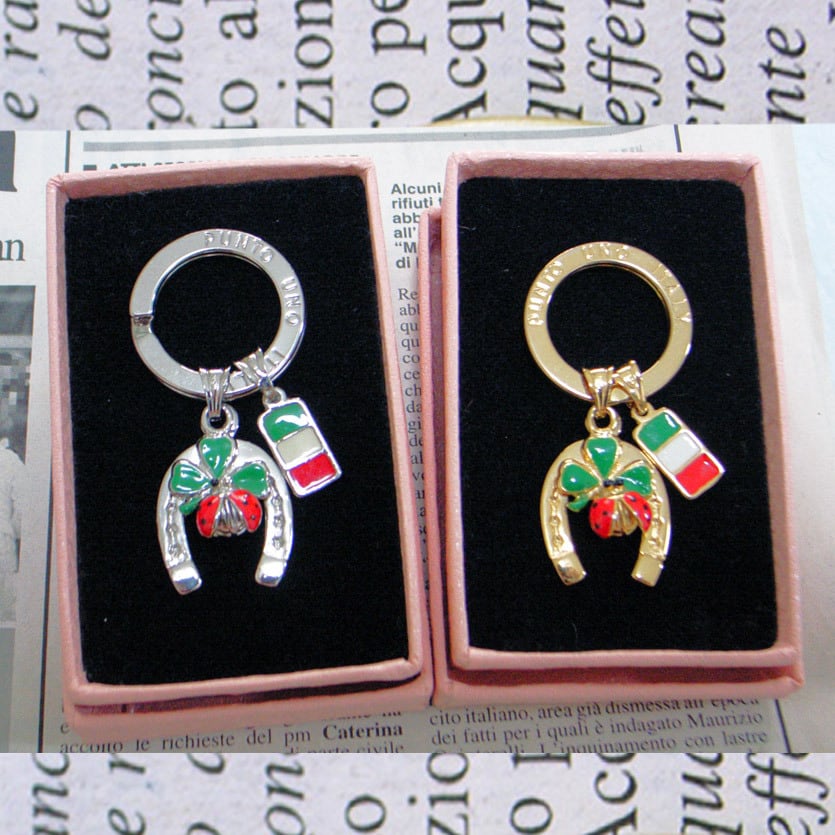 ◇幸運の馬蹄アクセサリー◇ 四つ葉のクローバー6 キーリング