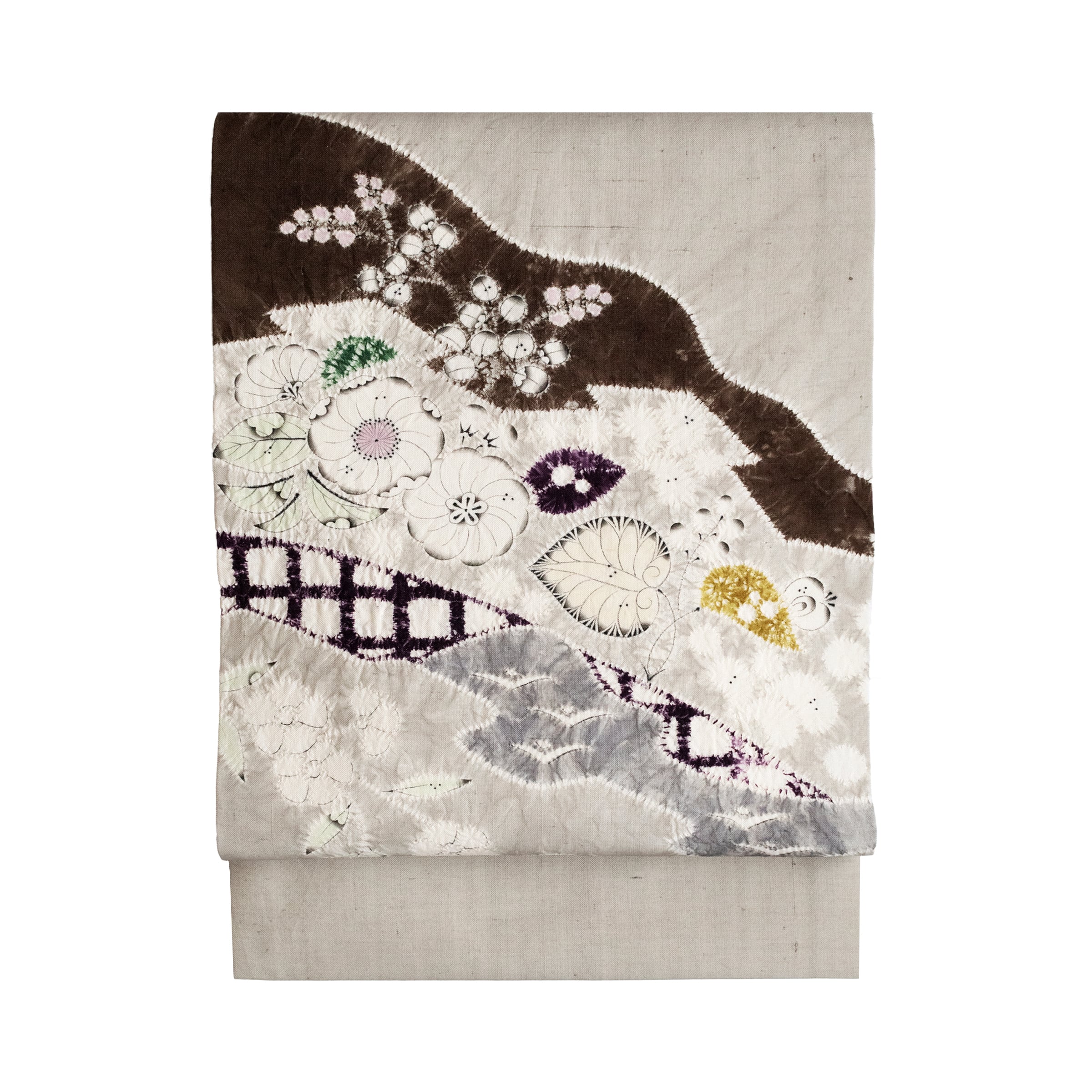 森健持作 辻が花の模様 紬地 名古屋帯【未使用品】 | きものはちす