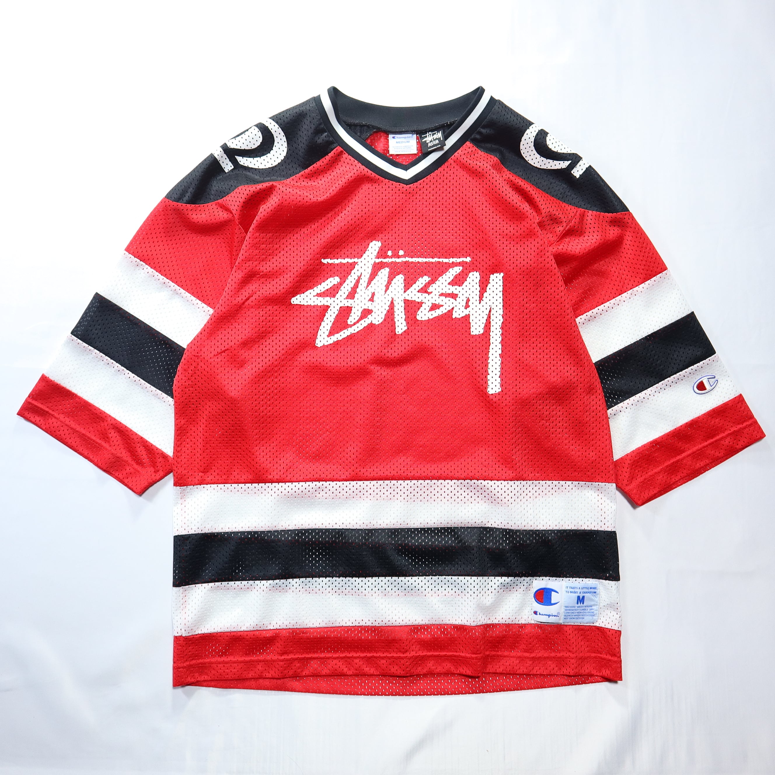 stussy × champion】メッシュゲームシャツ ロゴワッペン | 古着屋 KafuCa