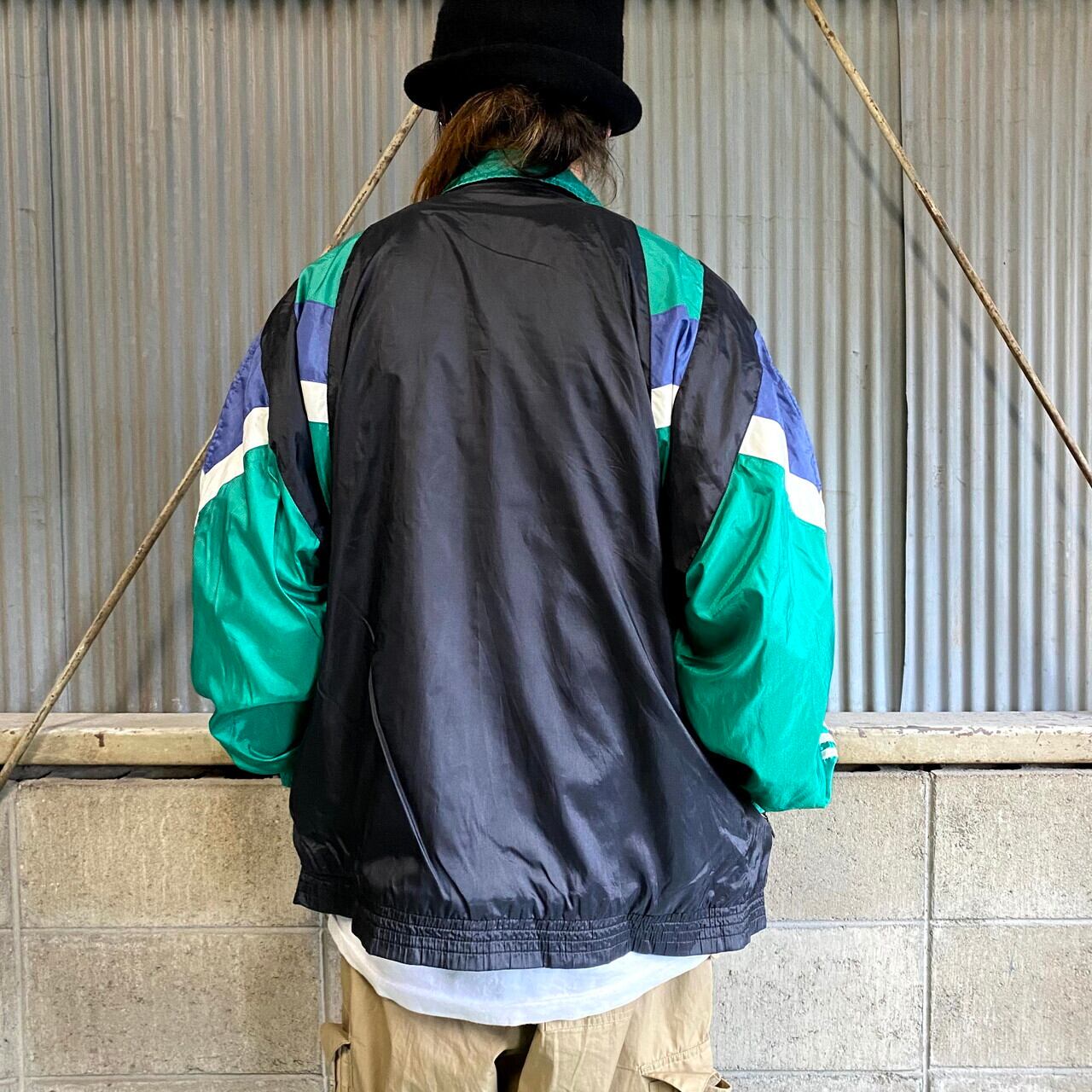 80〜90年代 adidas アディダス ロゴ刺繍 切り替え ナイロンジャケット