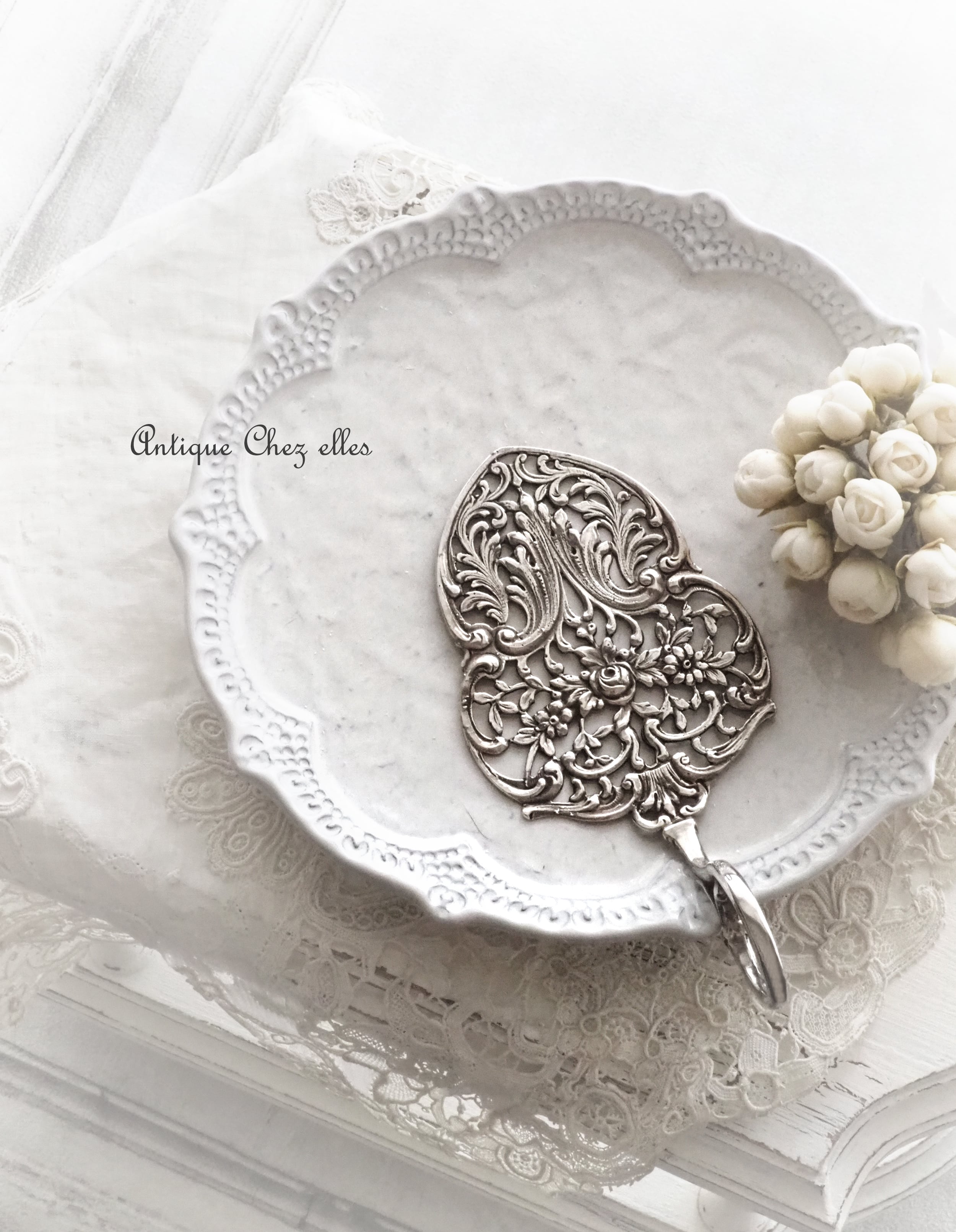 ドイツ ケーキサーバー ヴィンテージ 薔薇・天使 シルバー835 ドイツ