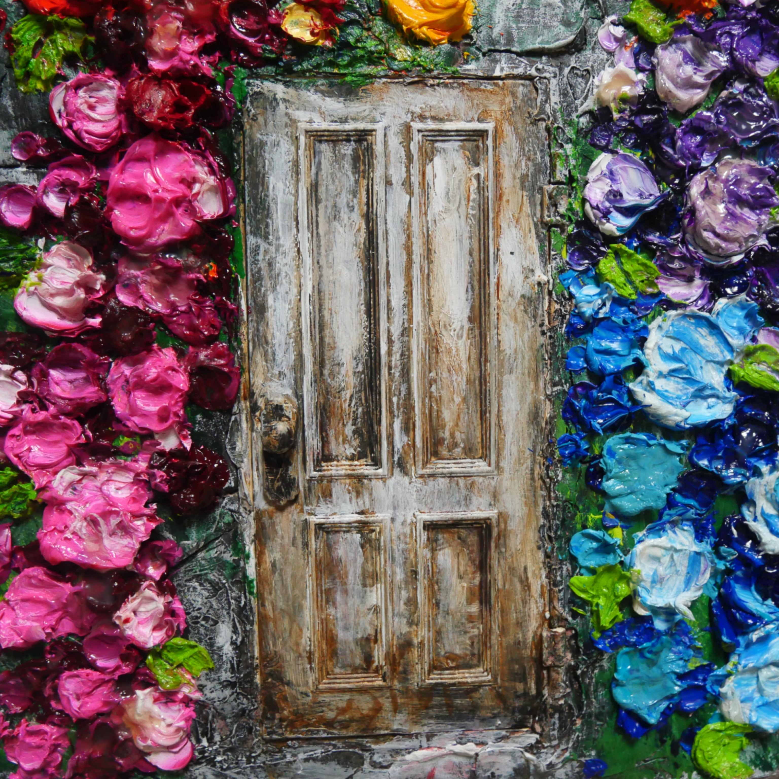 油絵 油彩 油彩画 絵画 絵【扉の先の青い世界の一本木】 | HIROSHI1990