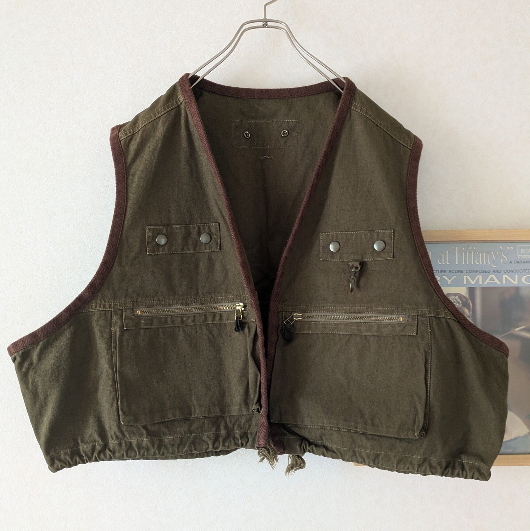 SP古着 モヘアジレ ベスト イタリアヴィンテージ チョッキ 46 M カーキ.