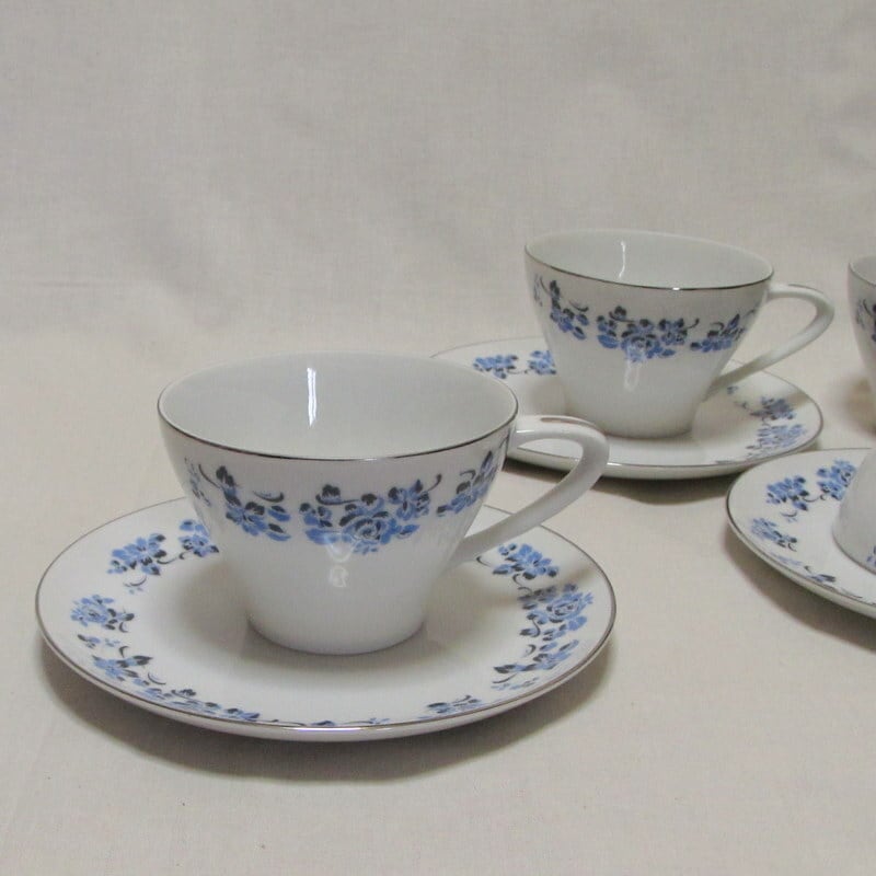 三郷陶器 青い花柄のカップ＆ソーサー | 昭和レトロ ヴィンテージ