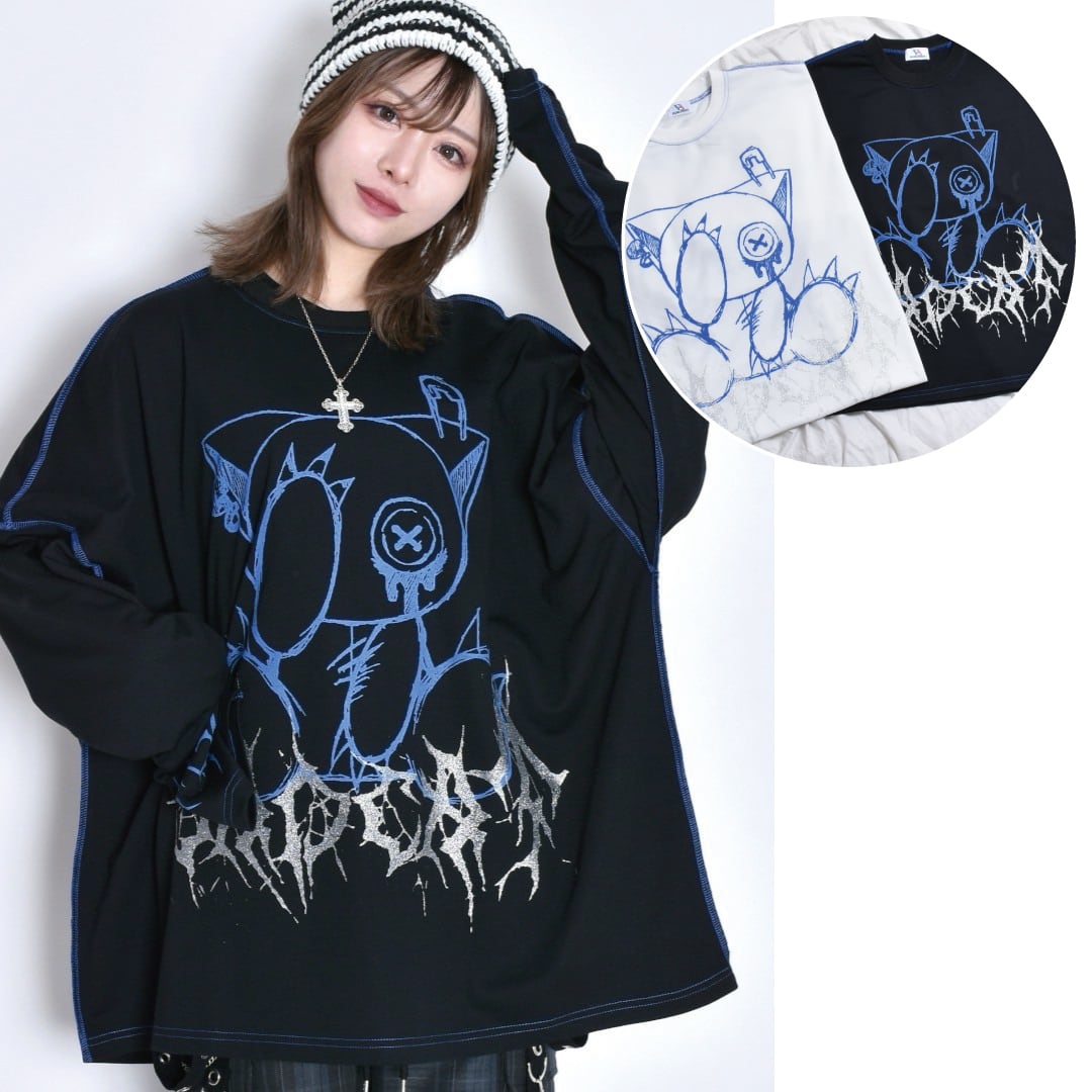 2/11 完売BLACK M再入荷！】SAD CATステッチロンT | VOLCAN&APHRODITE