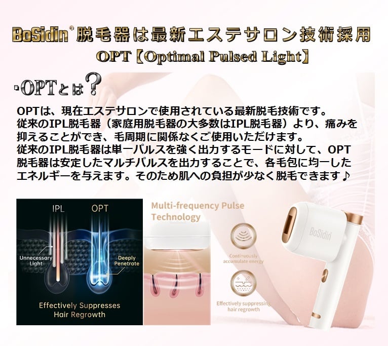 BoSidin脱毛器（ホワイト×ゴールド）お気に入り登録33,810円に♪【50万