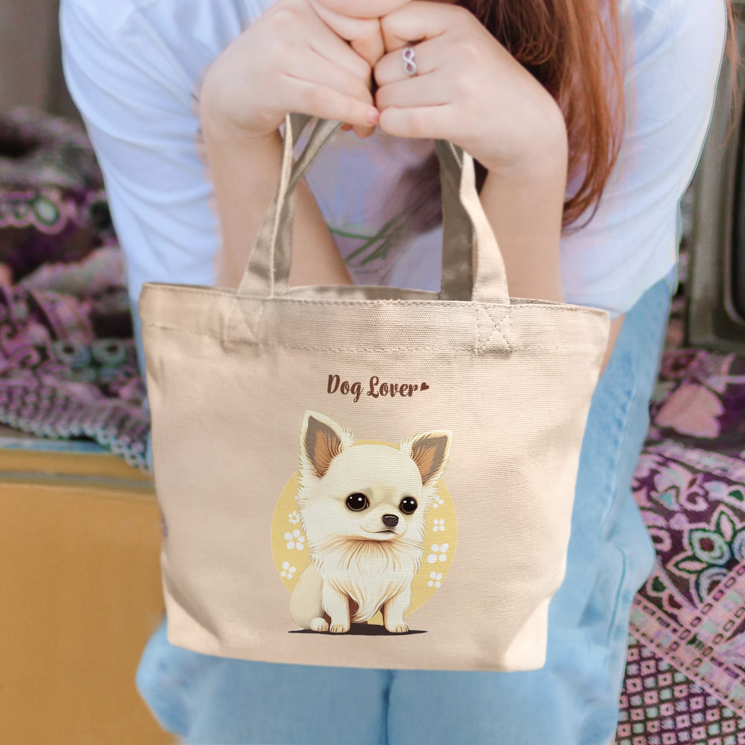 チワワ 2023新デザイン！】ミニキャンバストートバッグ 犬 ペット うち