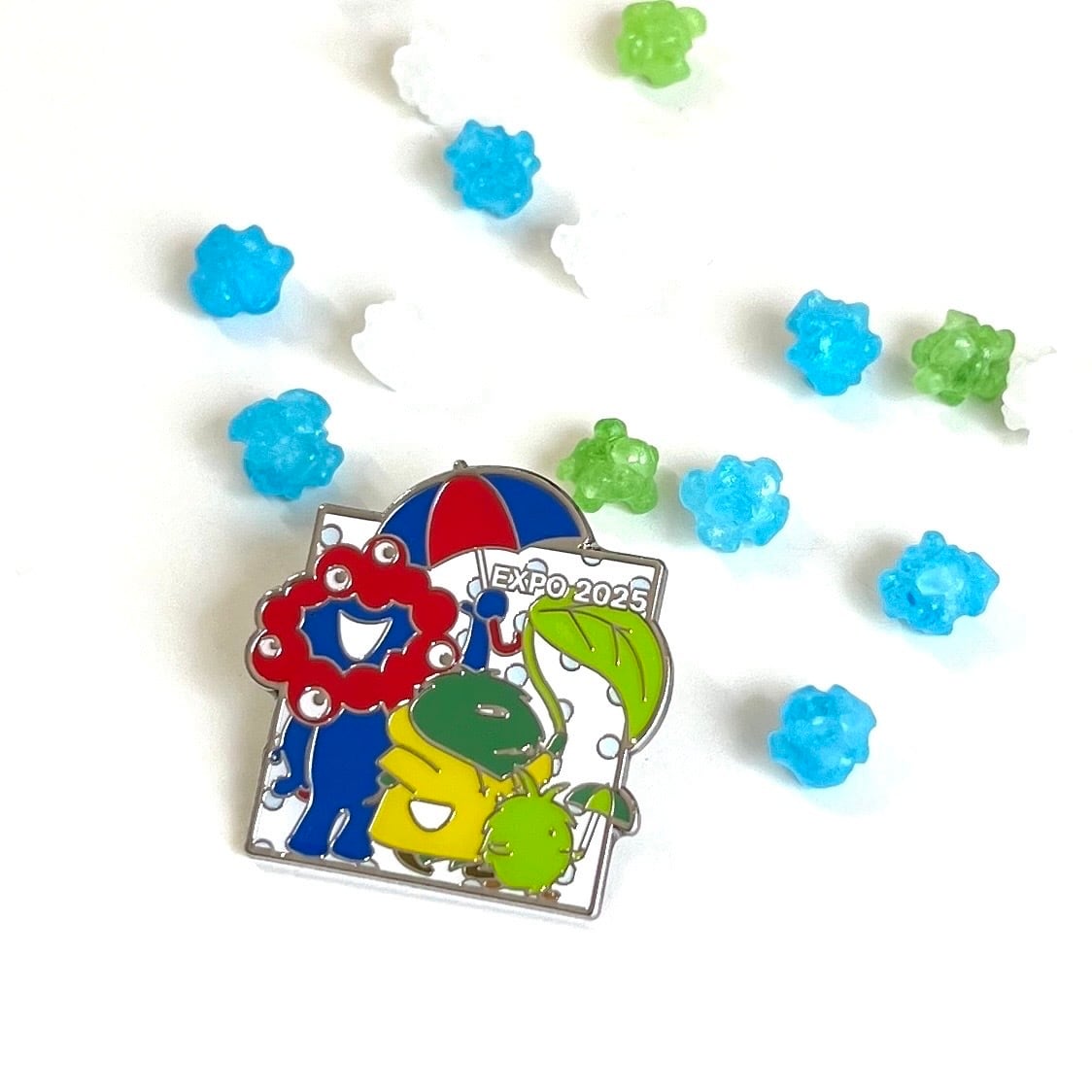 雨降り EXPO2025ミャクミャク&モリゾー•キッコロ ピンバッジ 雨降り