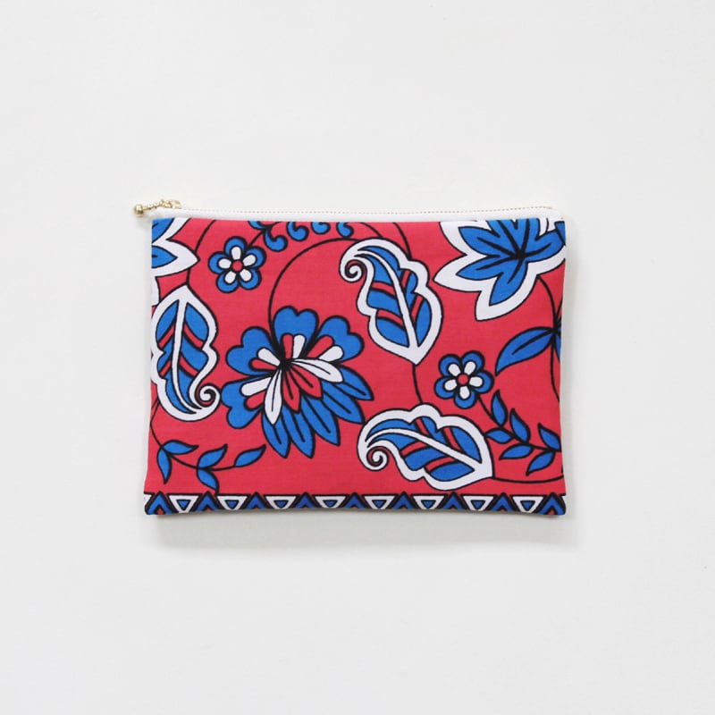 カンガのフラットポーチ（ ボタニカル ）アフリカ布ポーチ | カンガ屋