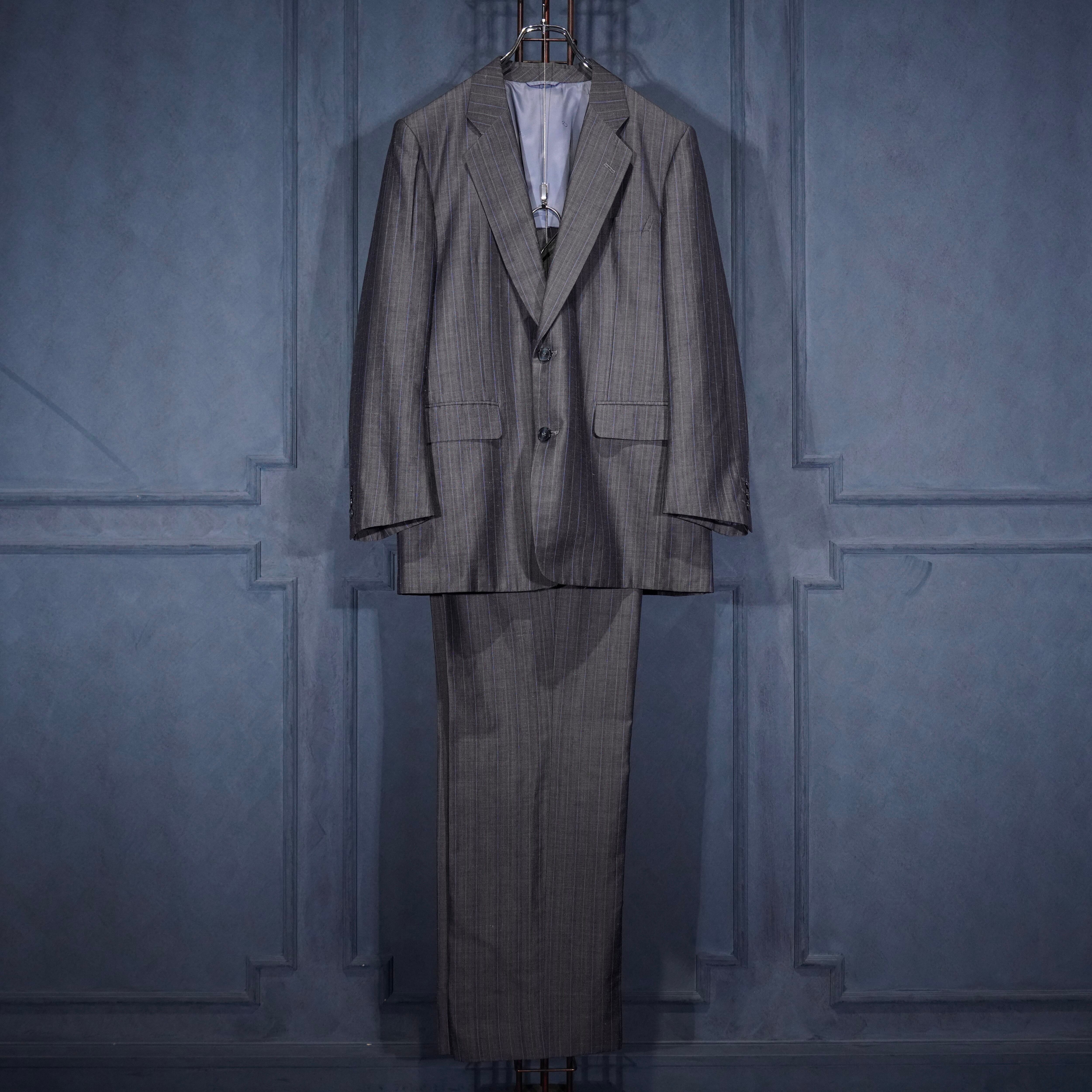 Christian Dior3ピース セットアップ ダークグレー 掠れストライプ