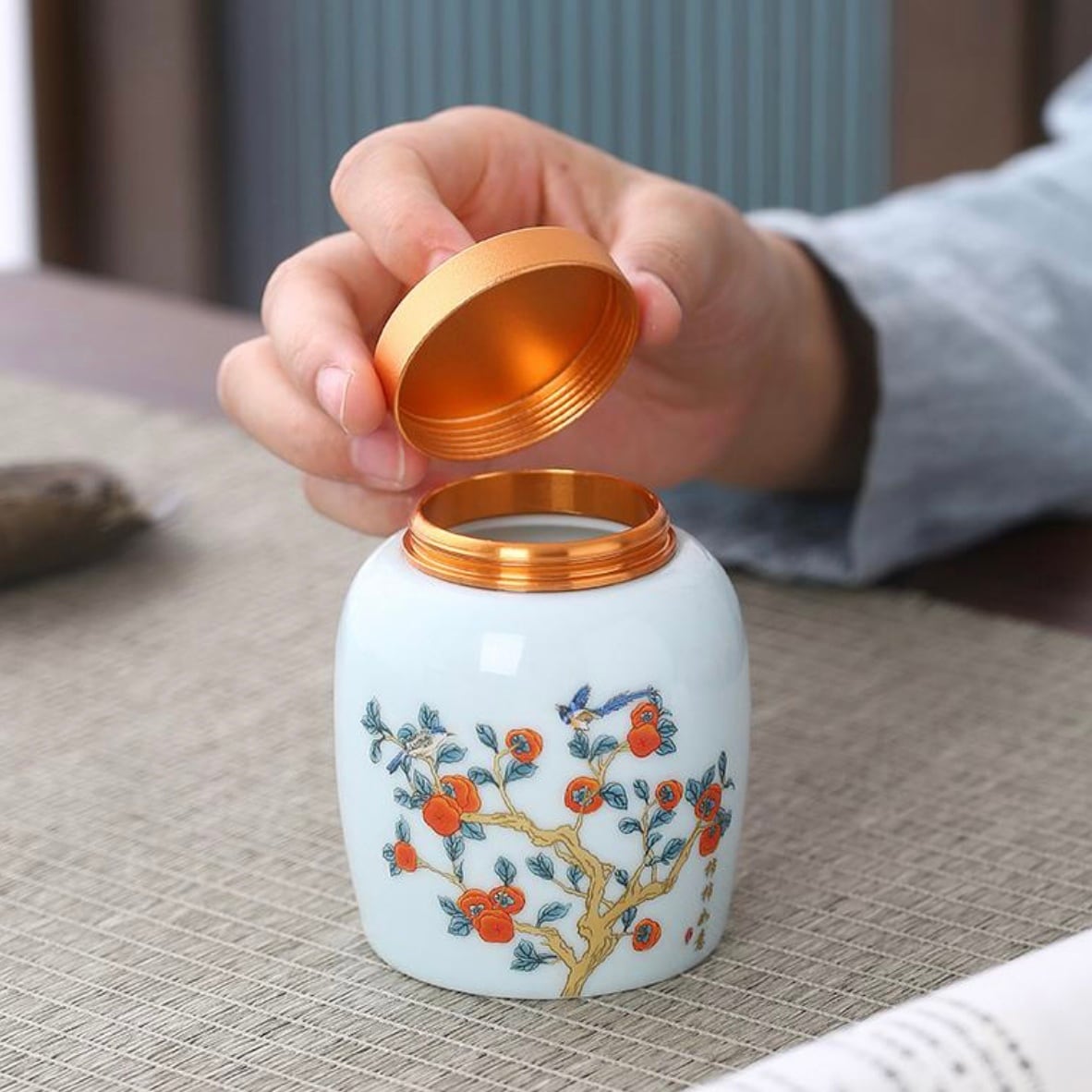 茶道具】 柿柿如意茶葉筒 1個 | 五福茶荘