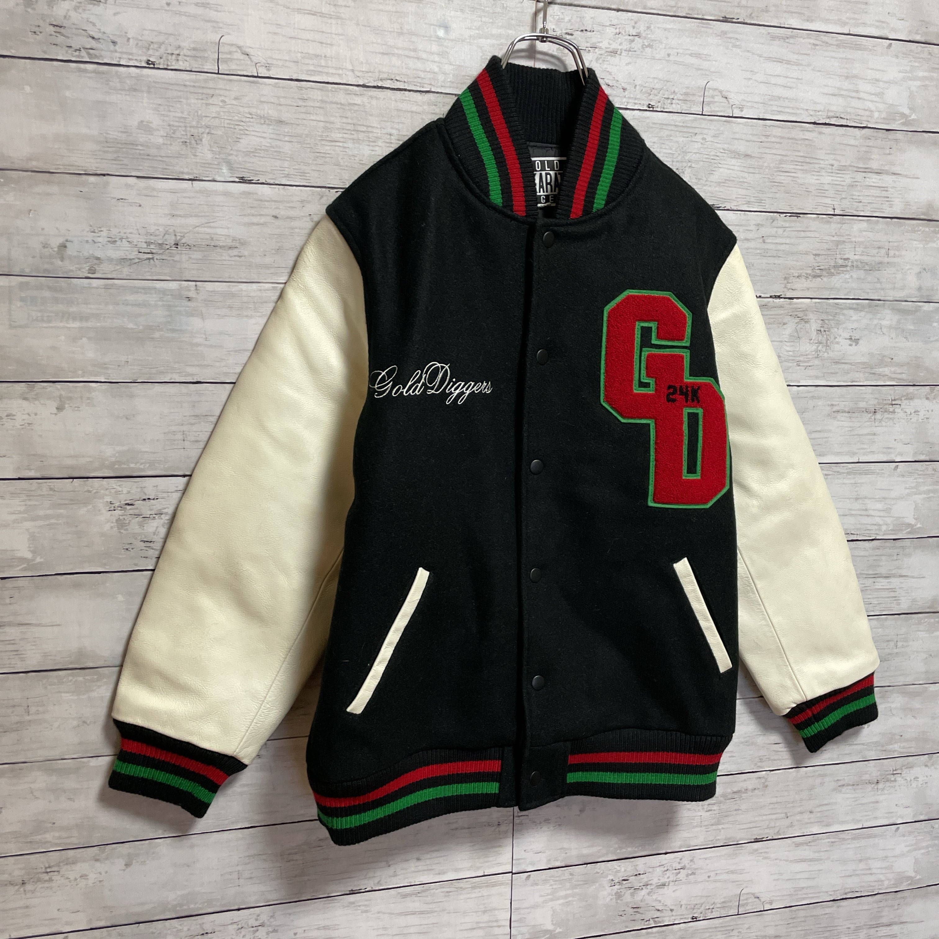 EXILE‼️】24karats スタジャン 袖革 刺繍ロゴ デカロゴ ワッペン