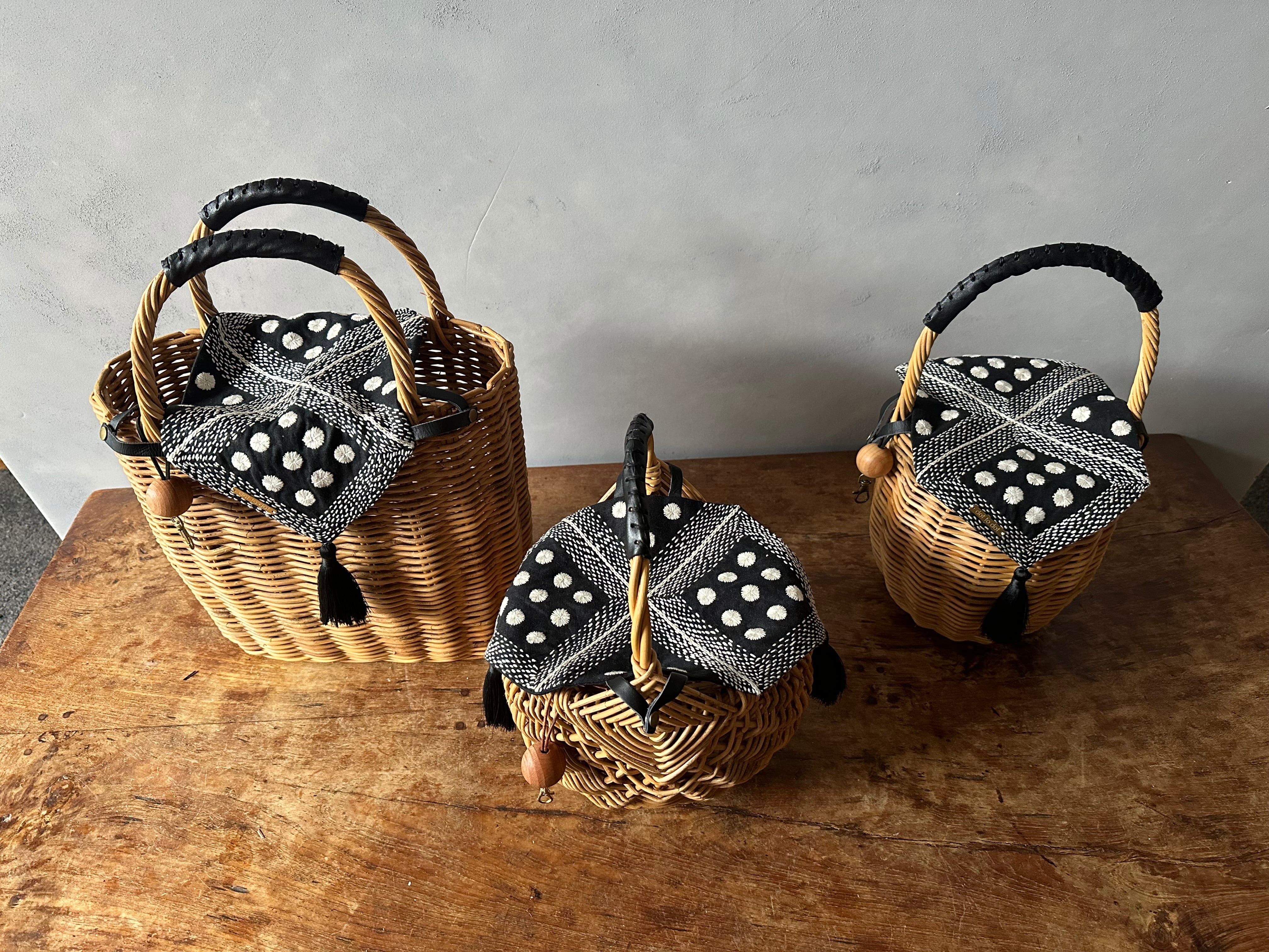 送料無料//SASHIKO STITCH SQUARE BASKET（dottodotオリジナルカゴ