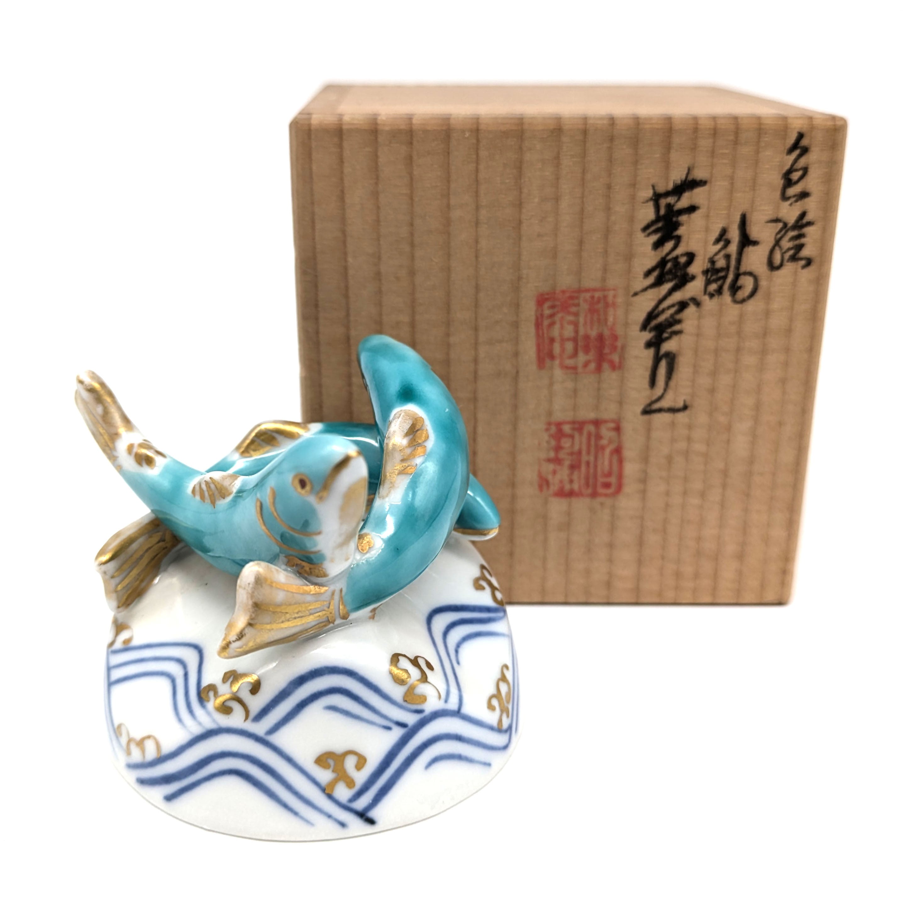 高野昭阿弥・蓋置・色絵・鮎・茶道具・No.240820-21・梱包サイズ60