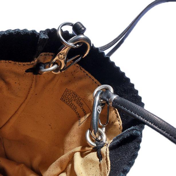 Sunku ディアスキン ショルダーバッグ/（鹿革）2way ポーチ 巾着 [SK