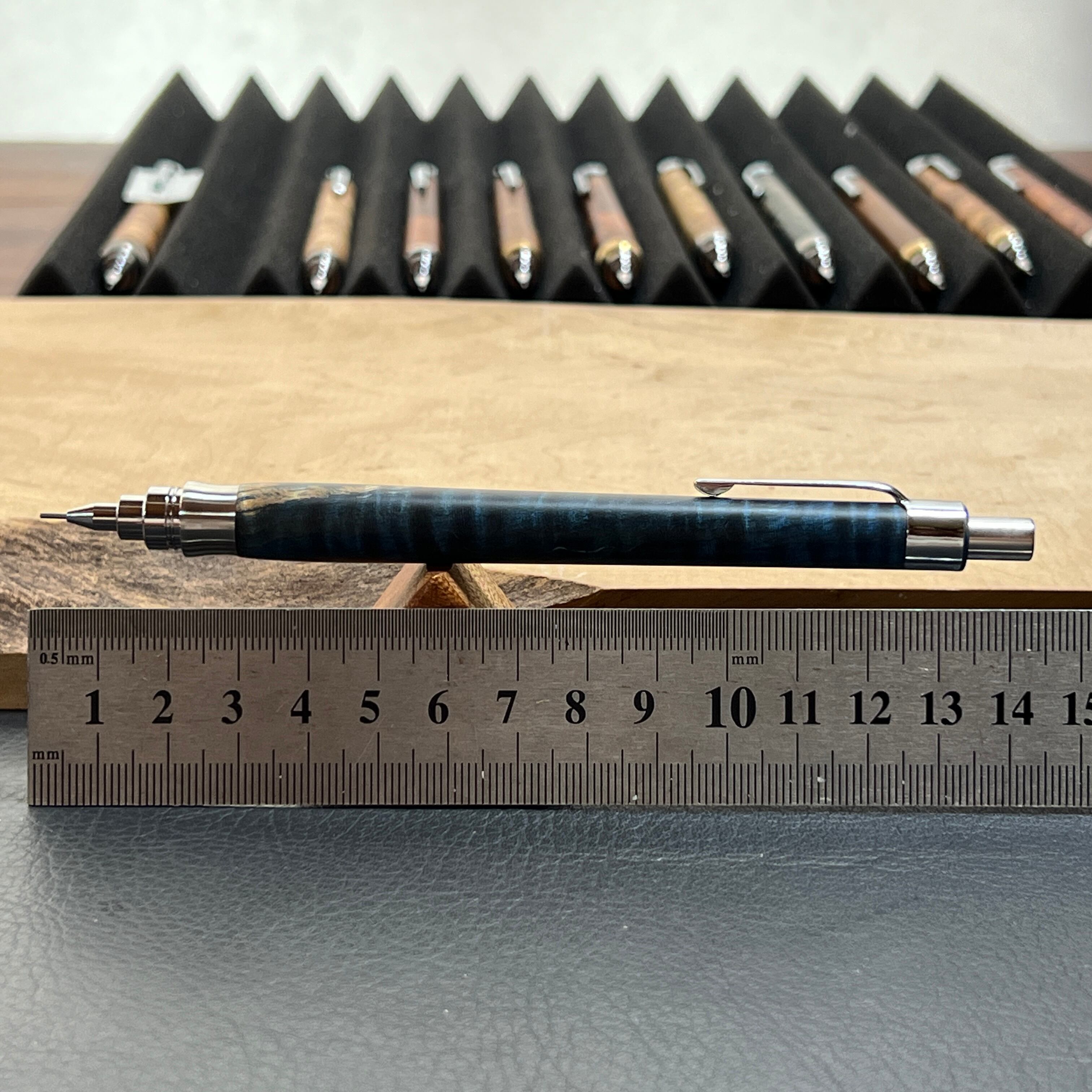 38栃縮杢スタビ 木製シャーペン 最強低重心 Rタイプ⑧ ステンレス