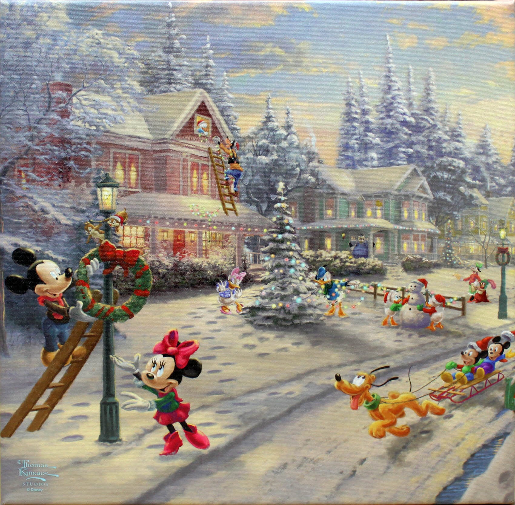 ディズニー絵画 額付き ミッキー&ミニー/ビクトリアン クリスマス 展示