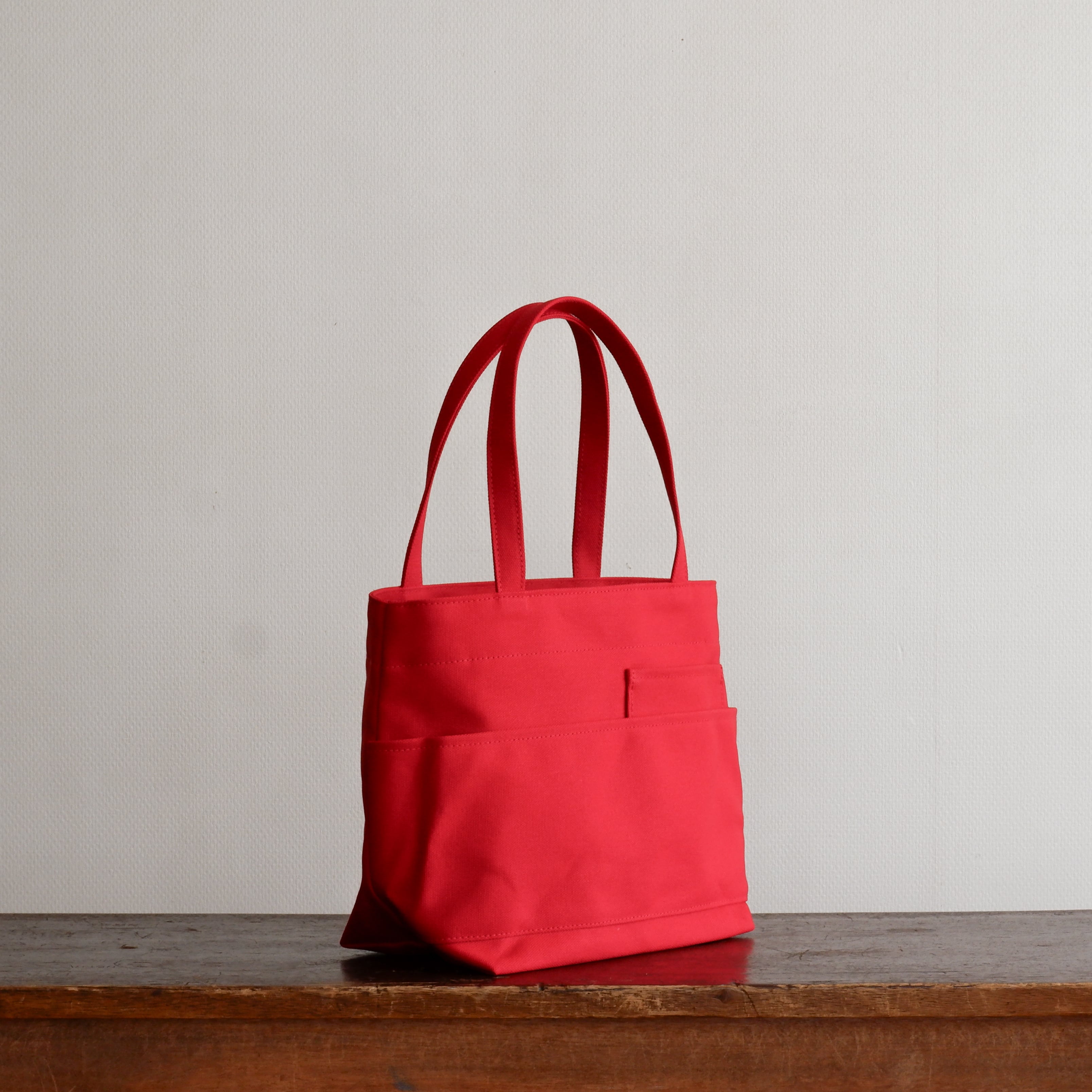 ダブルポケットミニトート 赤 / 8号帆布 | aoya bags | シンプルで少し