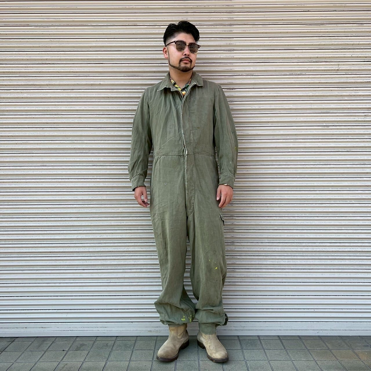 貴重 英国 50s イギリス軍 実物 グリーンデニム ジャンプスーツ