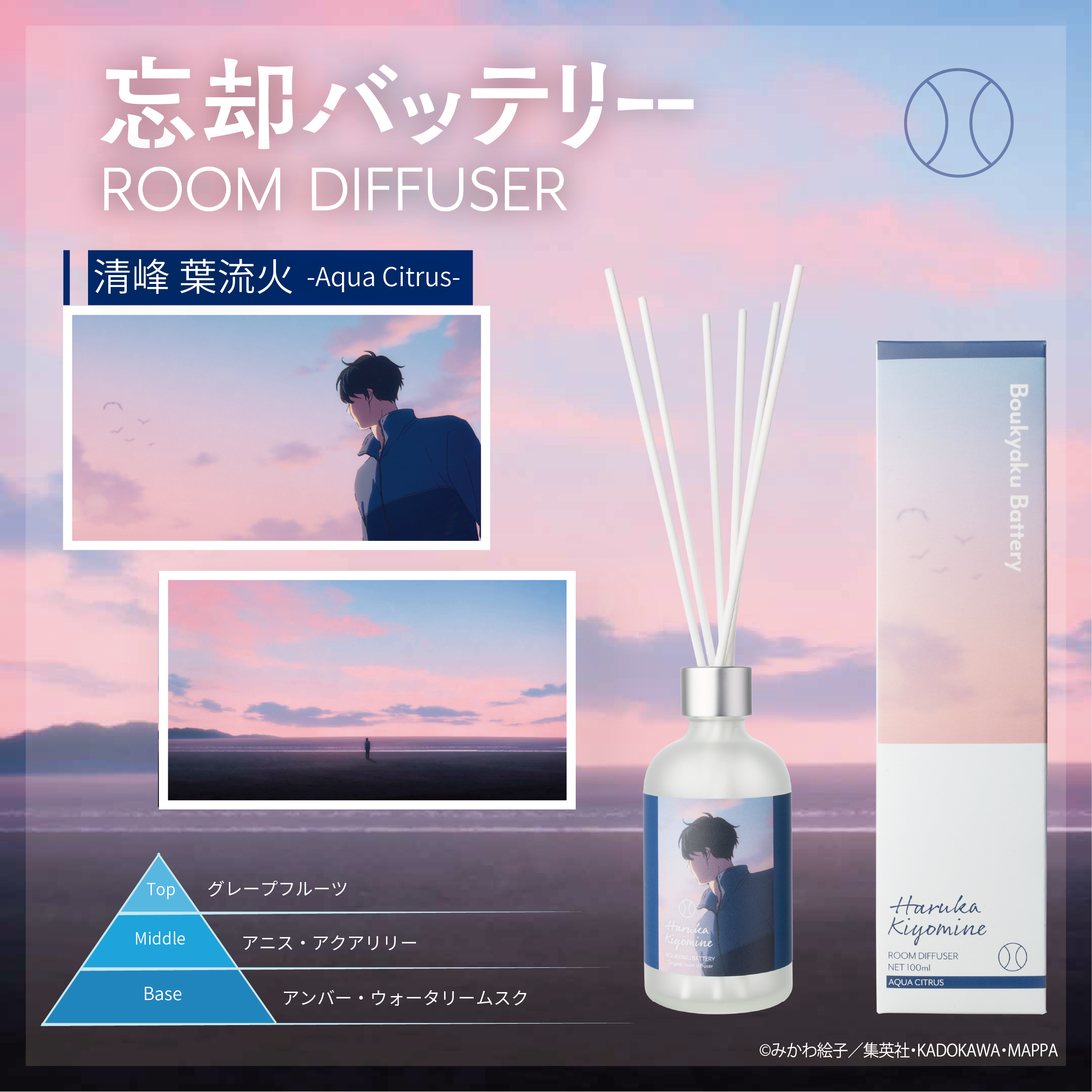 忘却バッテリー』ルームディフューザー 清峰 葉流火～アクアシトラス