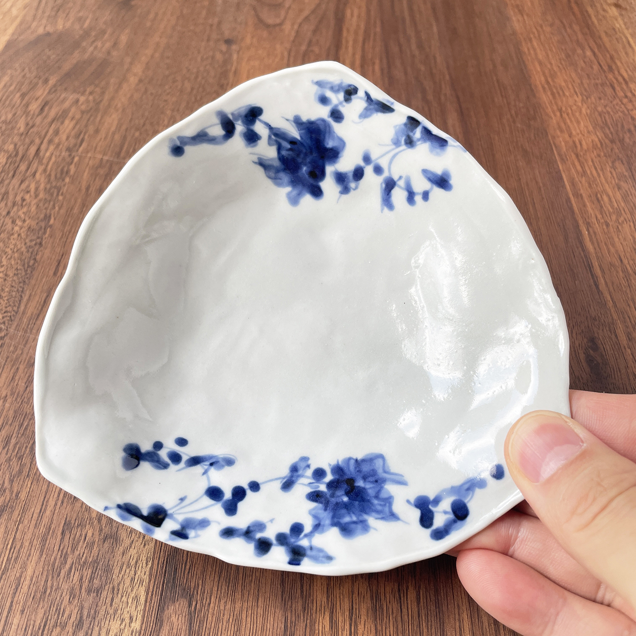 松尾貞一郎 ｜ 三角皿 約14cm（No,1 染付紋 No,2 丸紋 NO,3 染付唐草紋