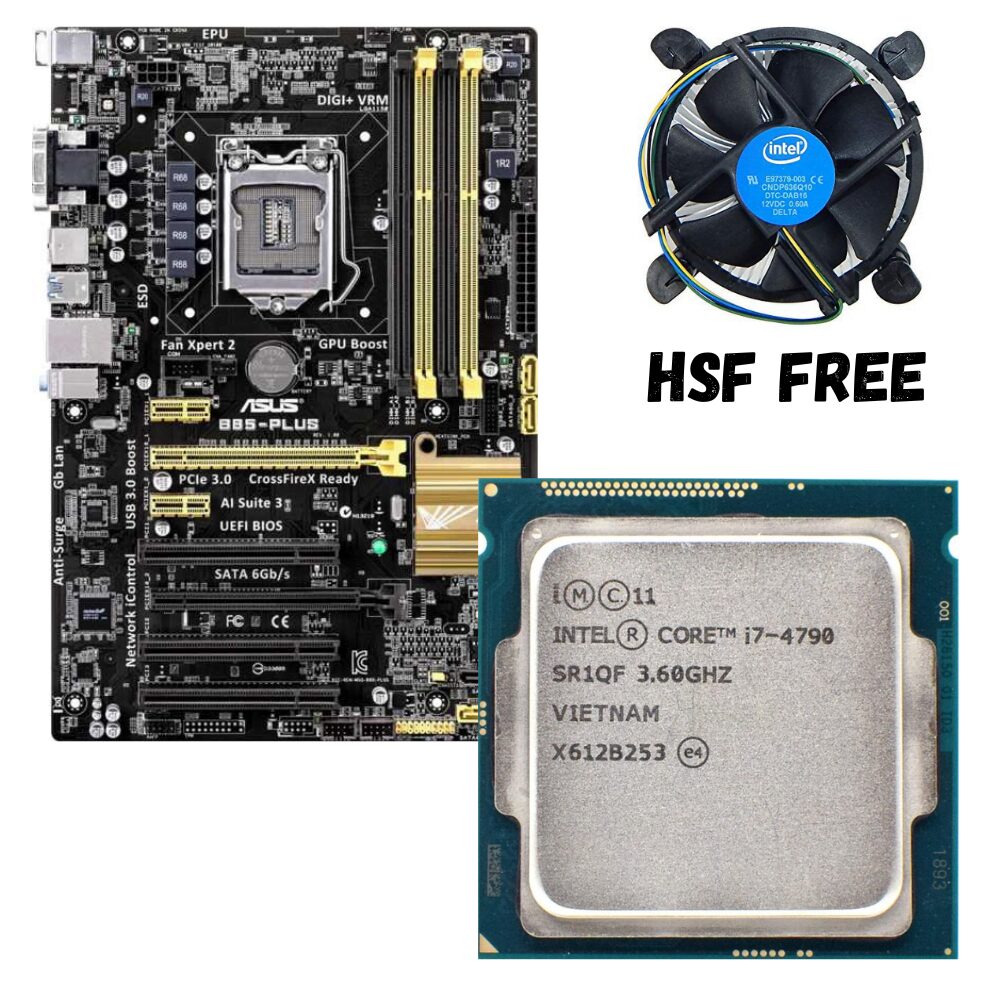 i7 4790 4TH GEN MOTHERBOARD PROCESSOR ASUS B85 PLUS PACKAGE