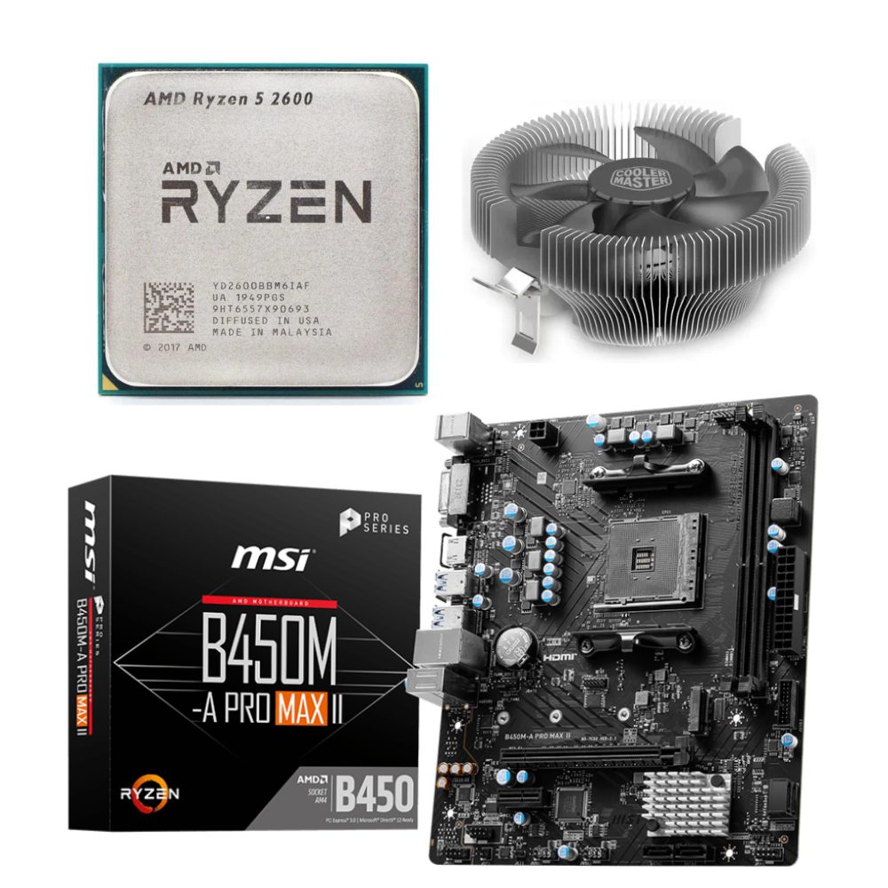 RYZEN 5 2600 PACKAGE WiTH MSI B450M-A PRO MAX II BOX PACKED
