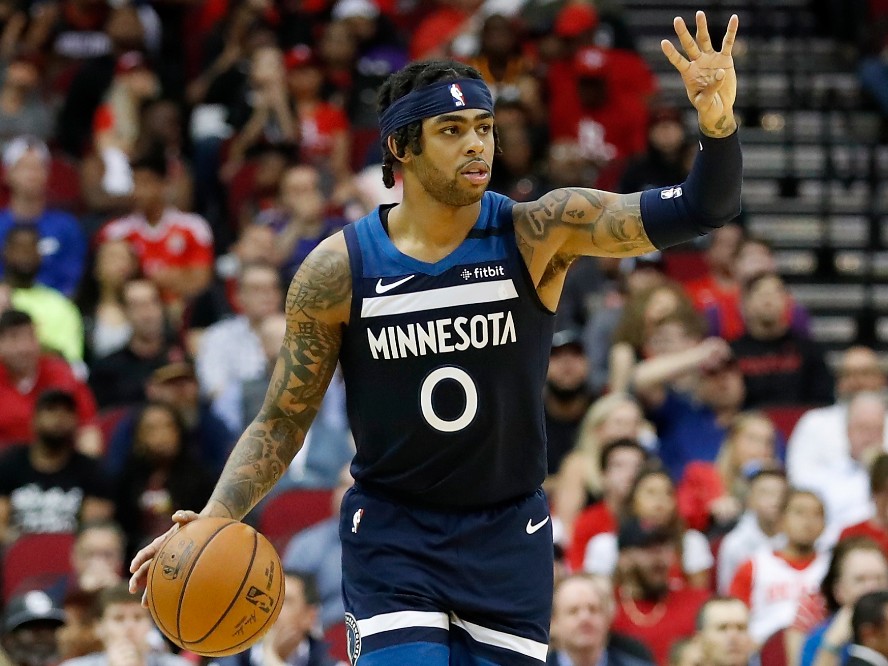 デァンジェロ・ラッセル直筆サイン入り2Lサイズ写真…アメリカプロ