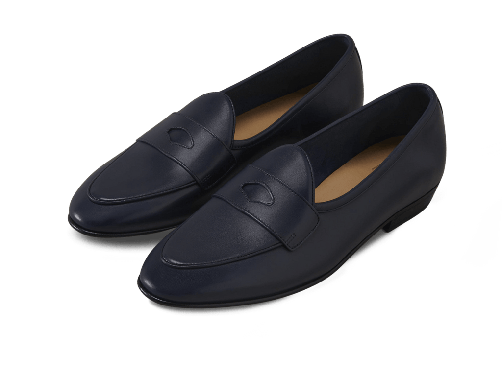 Sagan Classic Ginkgo Loafers in French Navy Drape Calf – Baudoin