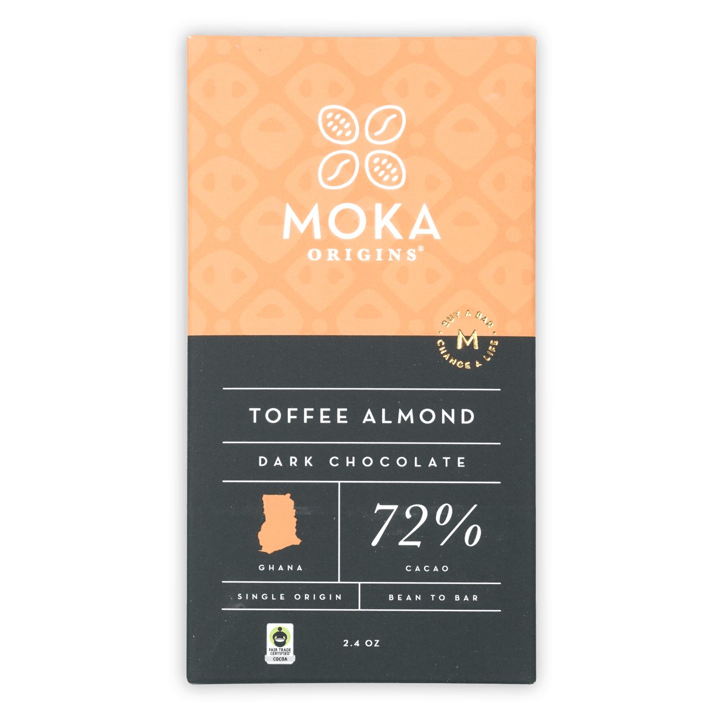 Moka Dark Chocolate w/ Toffee Almonds 72% – Bar & Cocoa