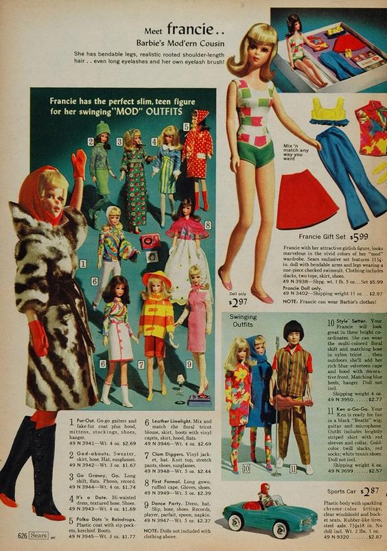 1966 – 1975 MOD EAR/ MALIBU period – Francie FASHIONSETS | Barbie